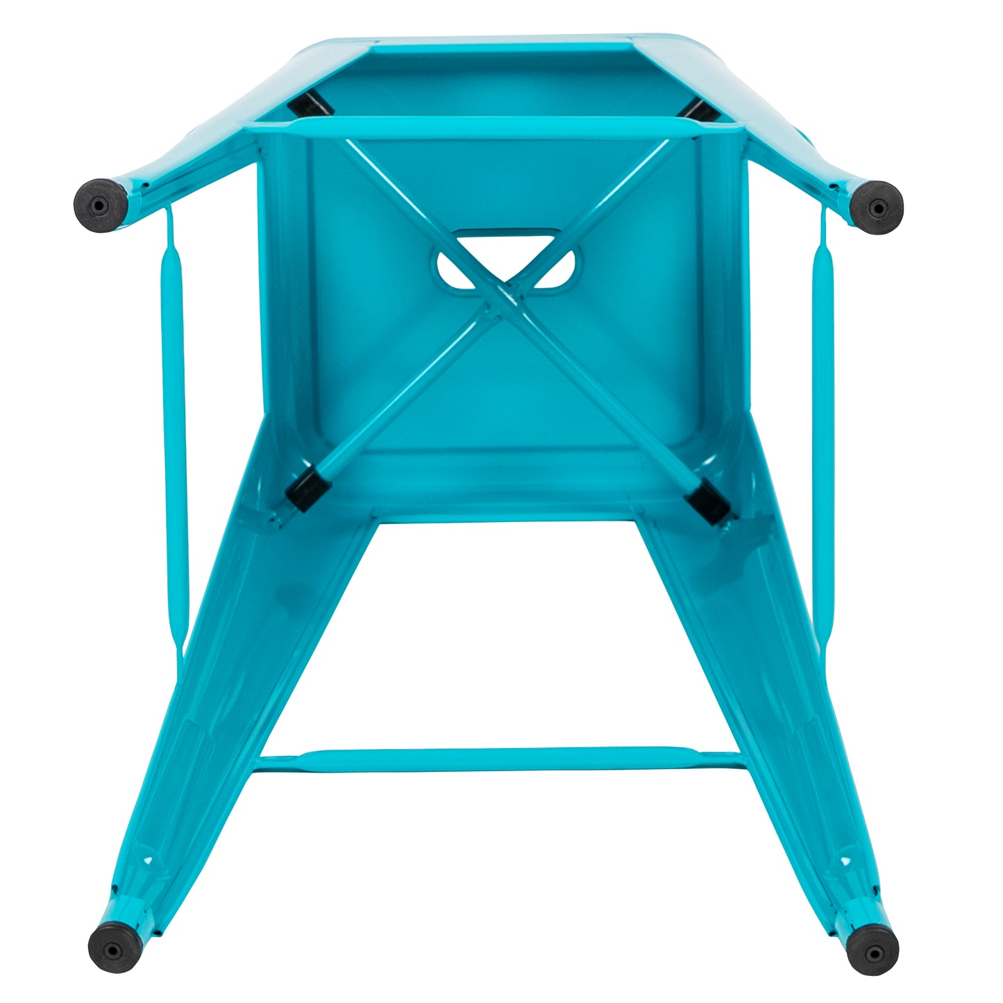 Cierra 30" High Metal Indoor Bar Stool in Teal - Stackable Set of 4 Teal