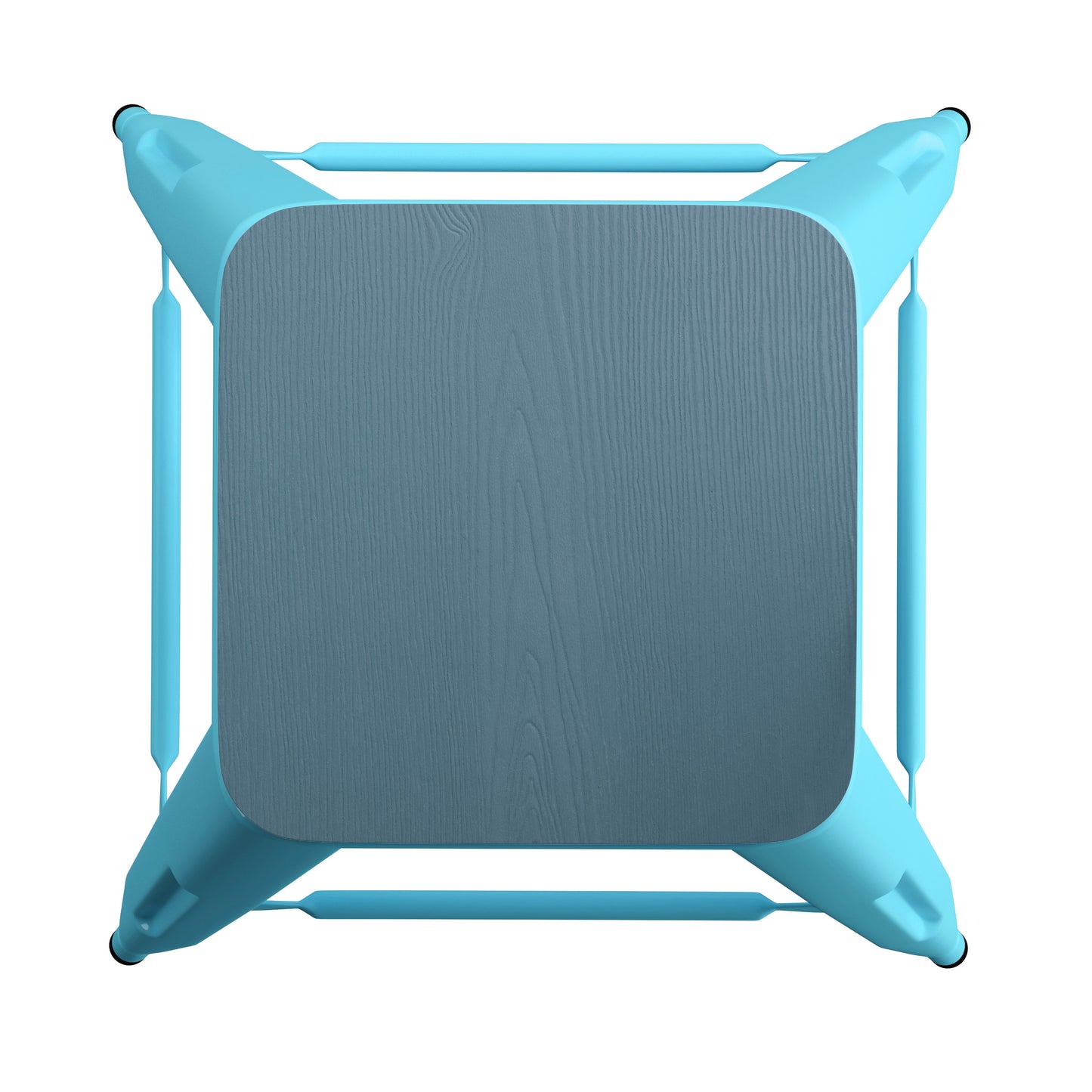 Cierra Set of 4 Commercial Grade 30" High Backless Teal Metal Indoor Bar Height Stools with Teal-Blue All-Weather Poly Resin Seats Teal-Blue Resin Wood Seat/Teal Frame