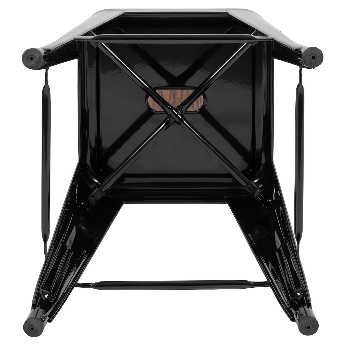 Cierra 24" High Metal Counter-Height, Indoor Bar Stool with Wood Seat in Black - Stackable Set of 4 Black