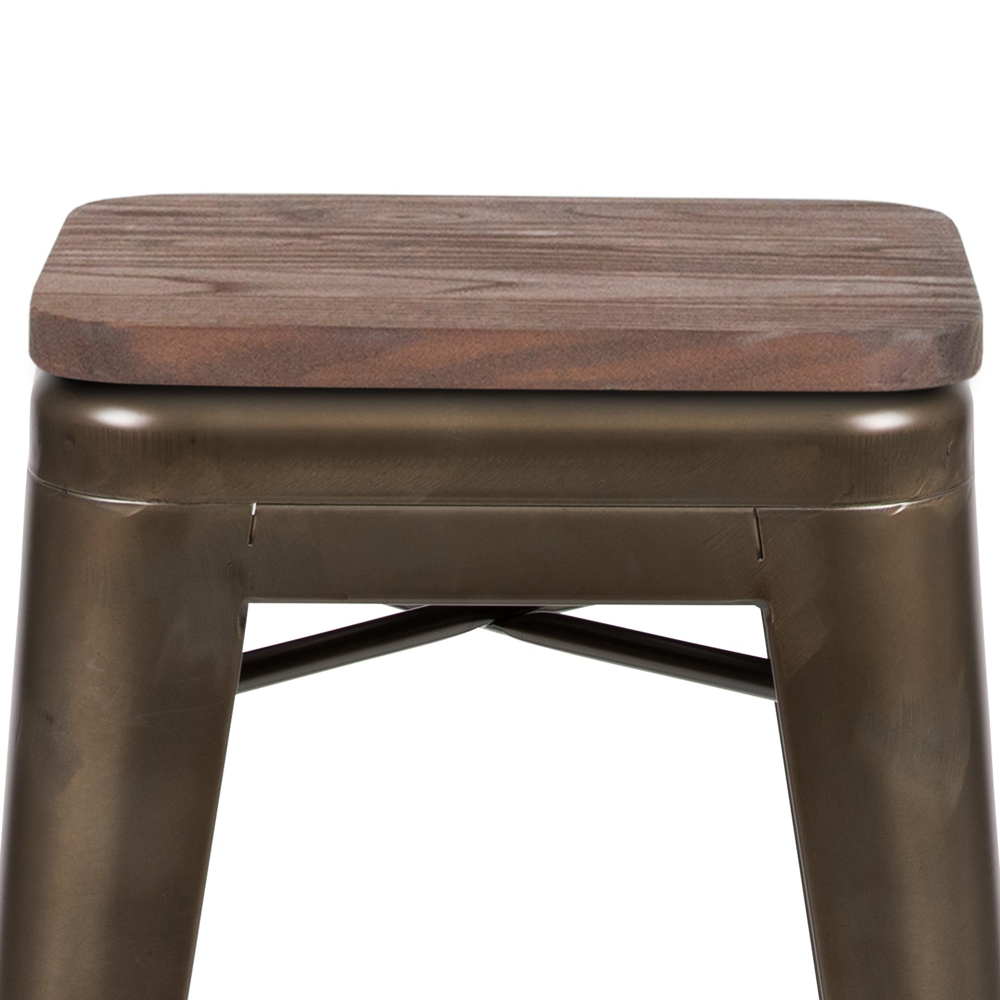 Cierra 24" High Metal Counter-Height, Indoor Bar Stool with Wood Seat in Gun Metal Gray - Stackable Set of 4 Gun Metal 4-ET-31320W-24-GN-R-GG