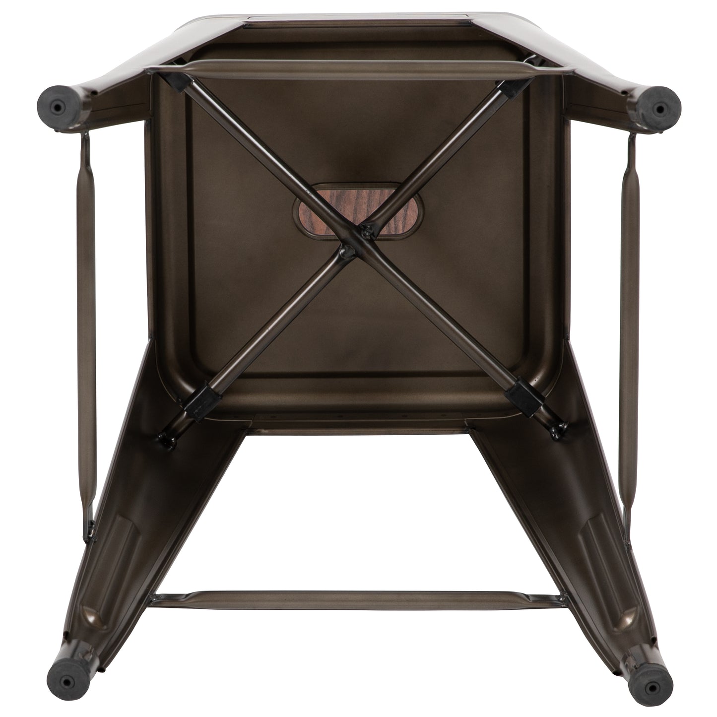 Cierra 24" High Metal Counter-Height, Indoor Bar Stool with Wood Seat in Gun Metal Gray - Stackable Set of 4 Gun Metal 4-ET-31320W-24-GN-R-GG