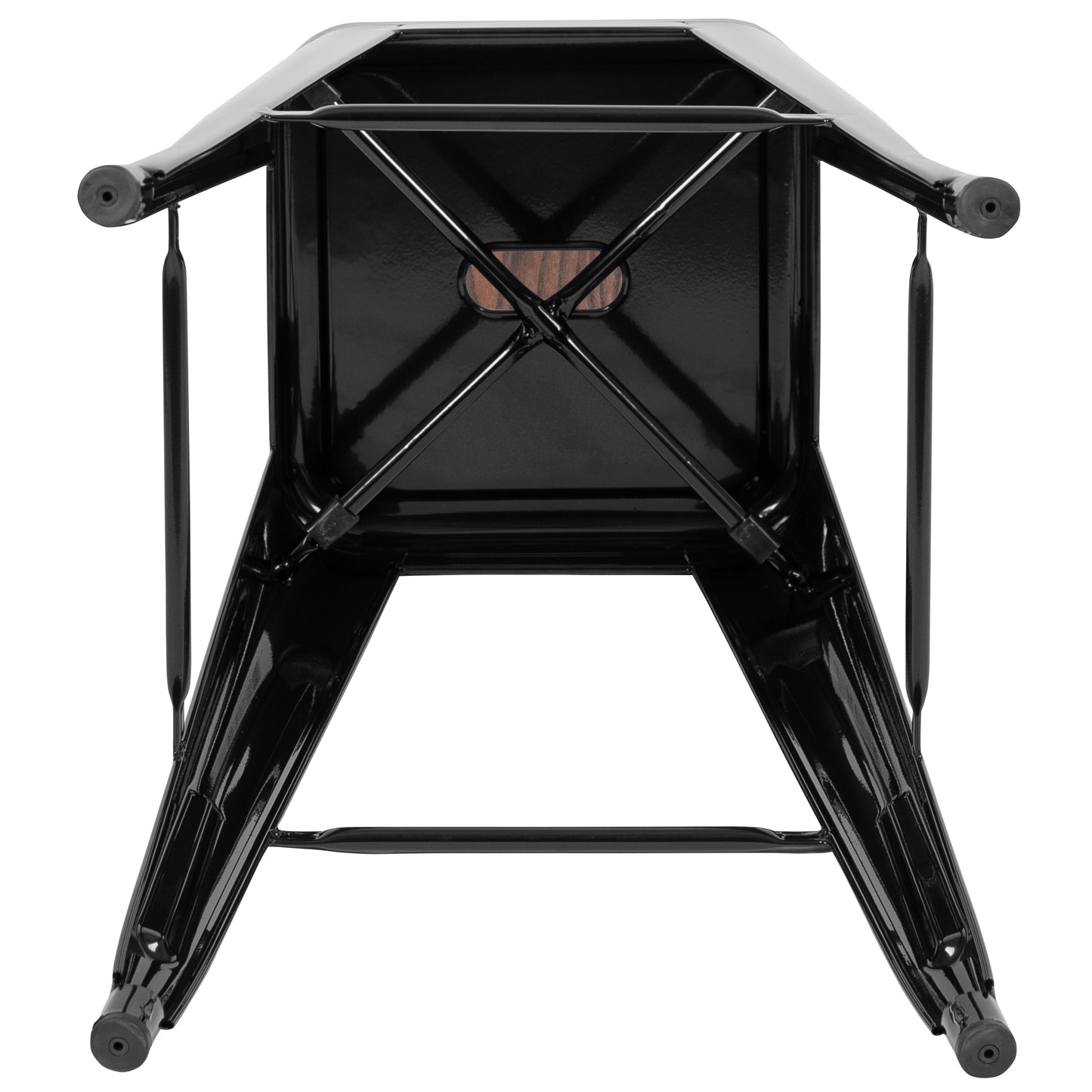 Cierra 30" High Metal Indoor Bar Stool with Wood Seat in Black - Stackable Set of 4 Black
