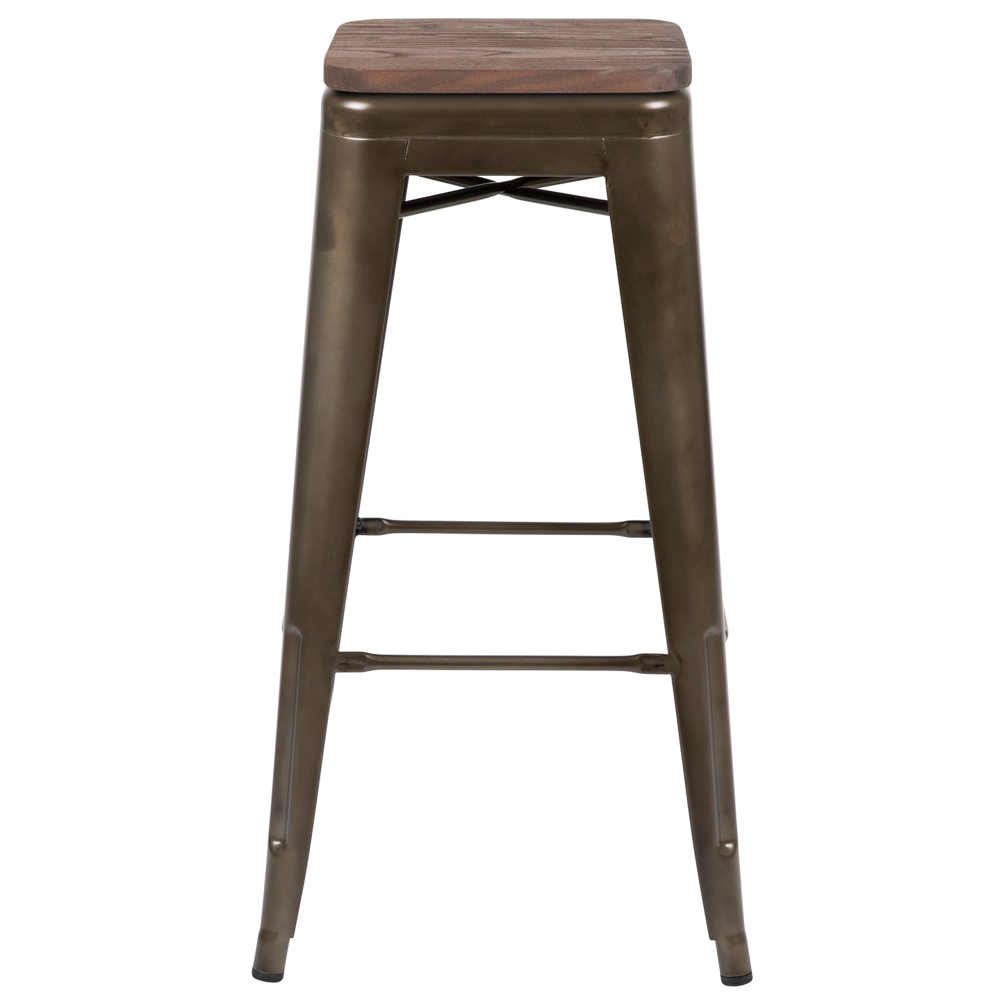 Cierra 30" High Metal Indoor Bar Stool with Wood Seat in Gun Metal Gray - Stackable Set of 4 Gun Metal