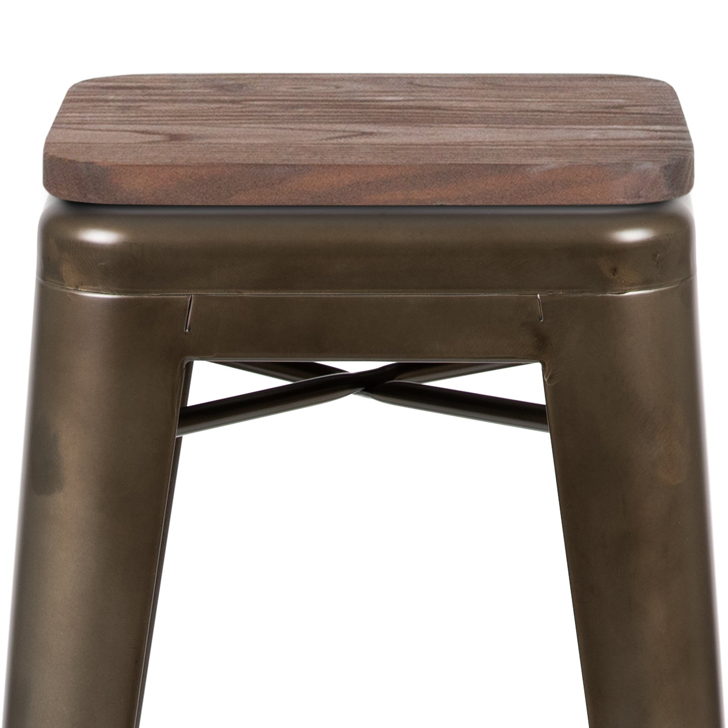 Cierra 30" High Metal Indoor Bar Stool with Wood Seat in Gun Metal Gray - Stackable Set of 4 Gun Metal