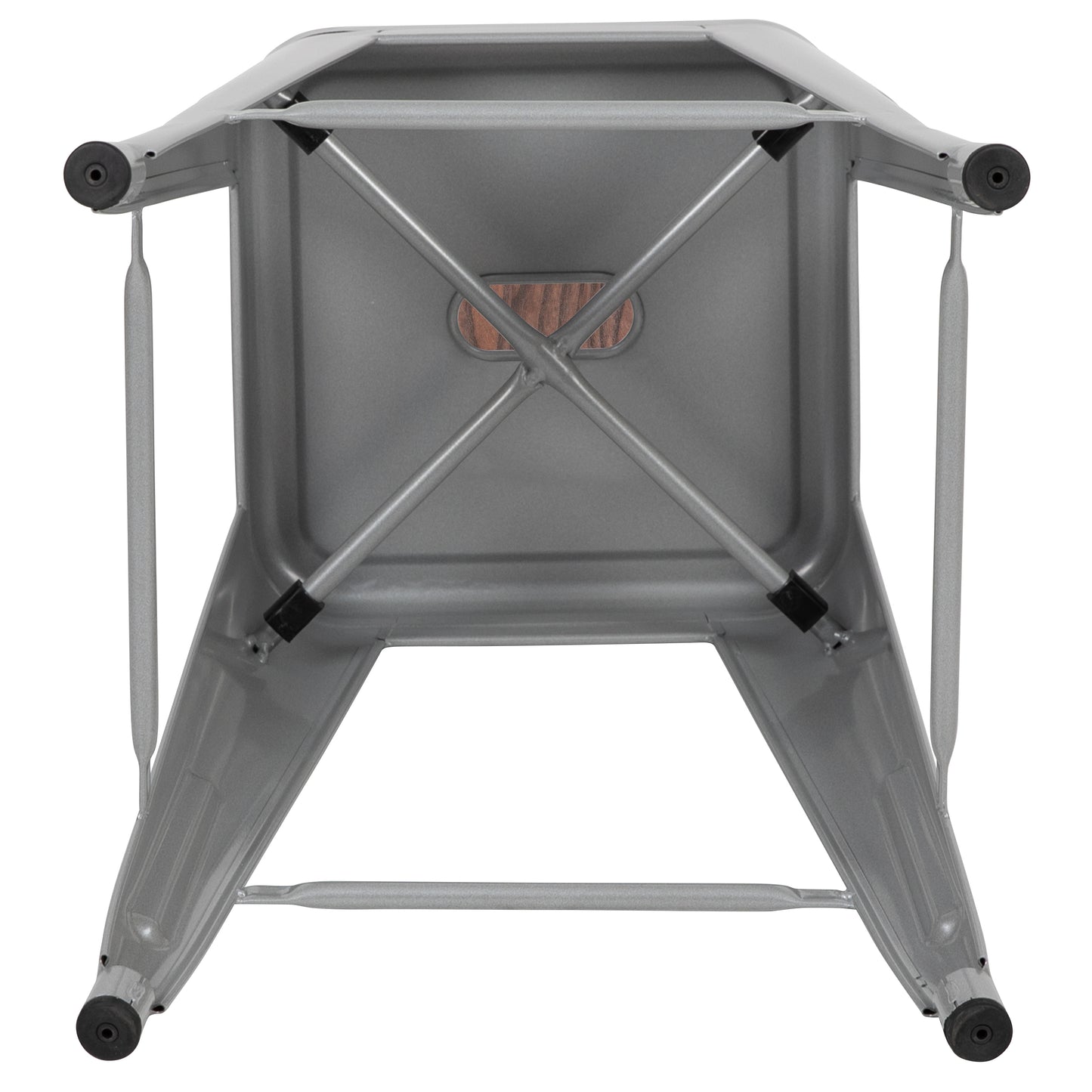Cierra 30" High Metal Indoor Bar Stool with Wood Seat in Silver - Stackable Set of 4 Silver
