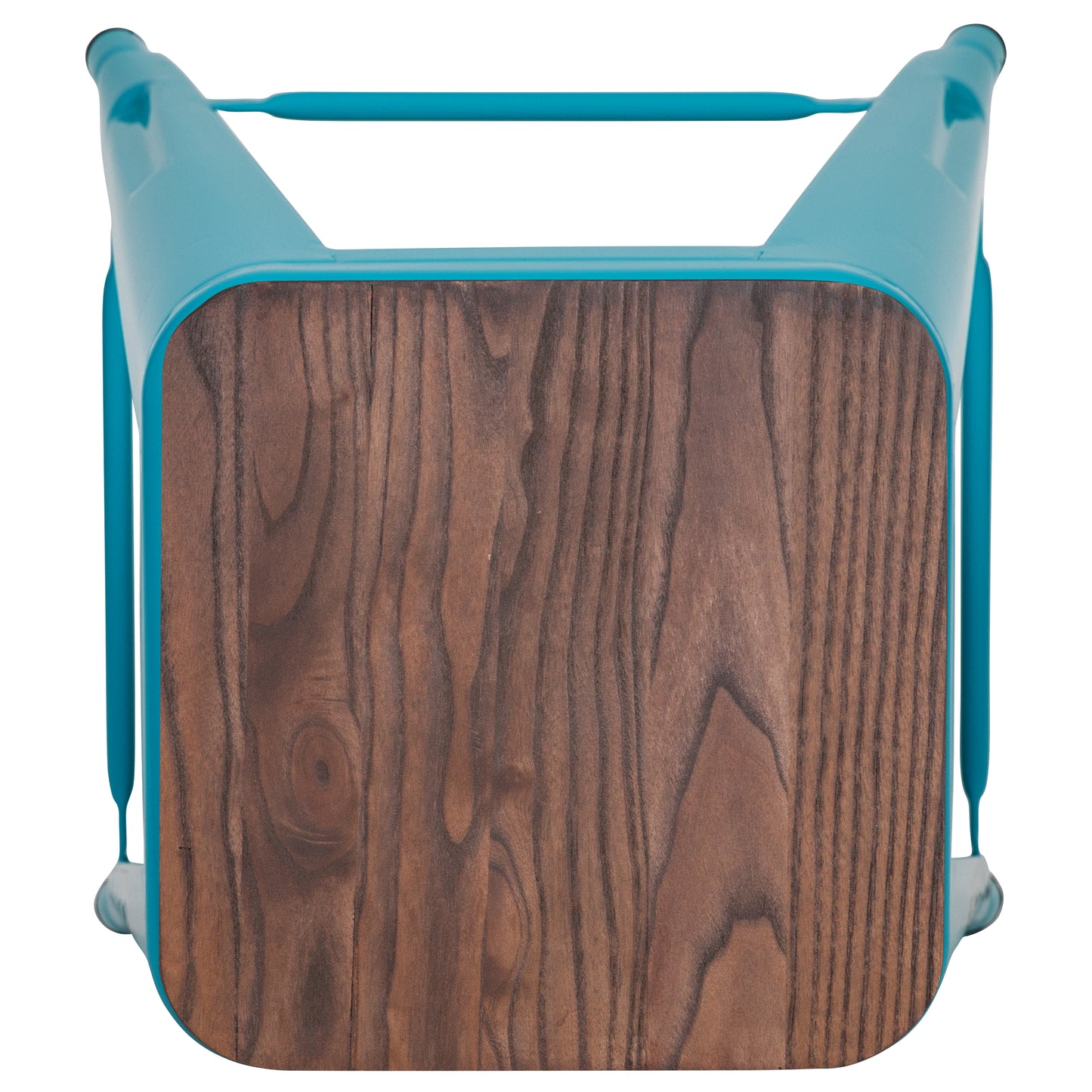 Cierra 30" High Metal Indoor Bar Stool with Wood Seat in Teal - Stackable Set of 4 Teal