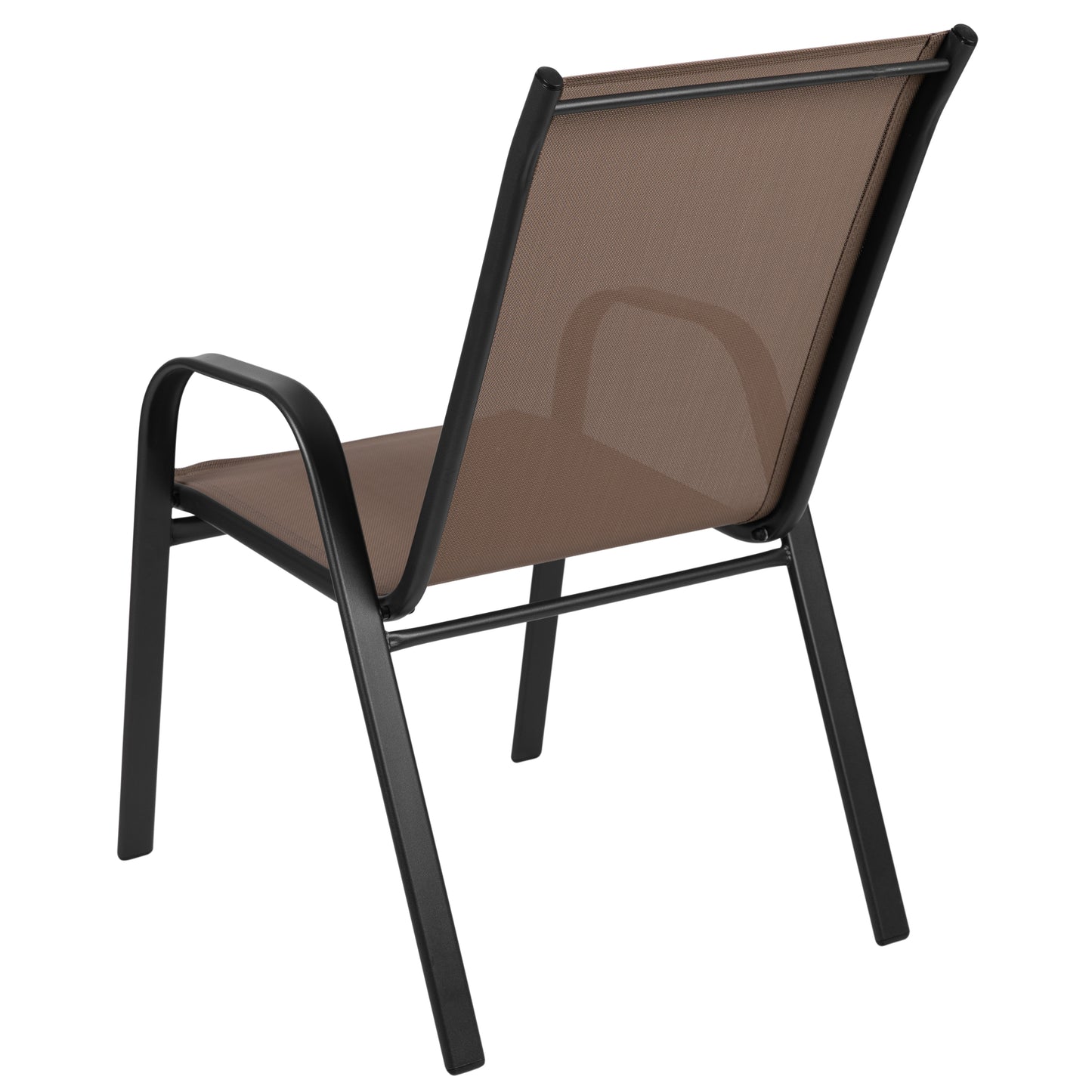 4 Pack Brazos Series Brown Outdoor Stack Chair with Flex Comfort Material and Metal Frame Brown