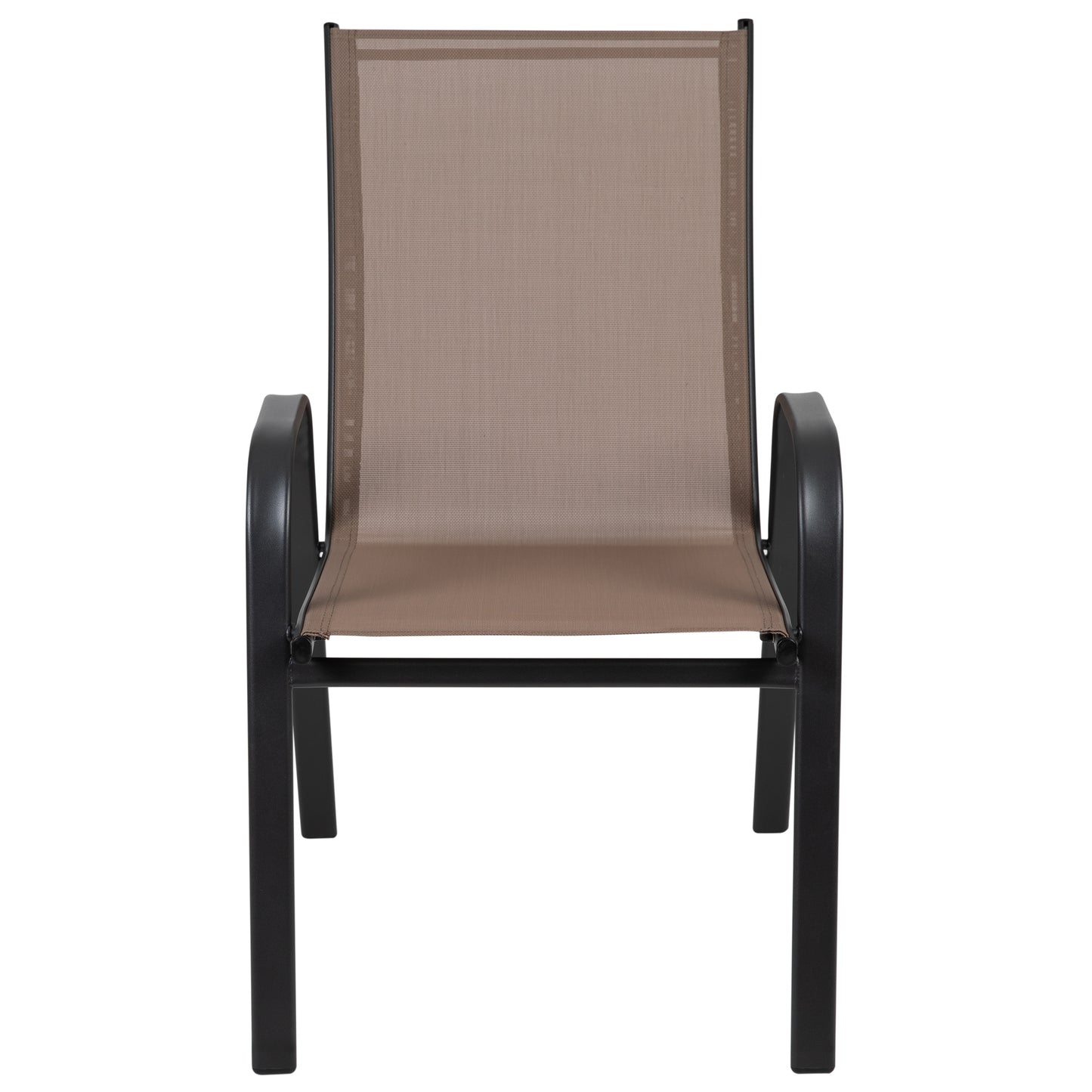 4 Pack Brazos Series Brown Outdoor Stack Chair with Flex Comfort Material and Metal Frame Brown