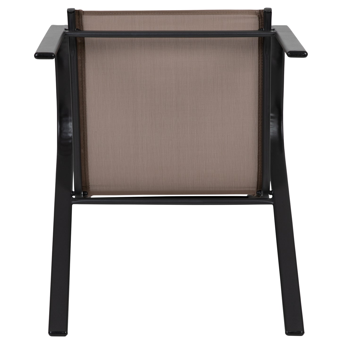 4 Pack Brazos Series Brown Outdoor Stack Chair with Flex Comfort Material and Metal Frame Brown