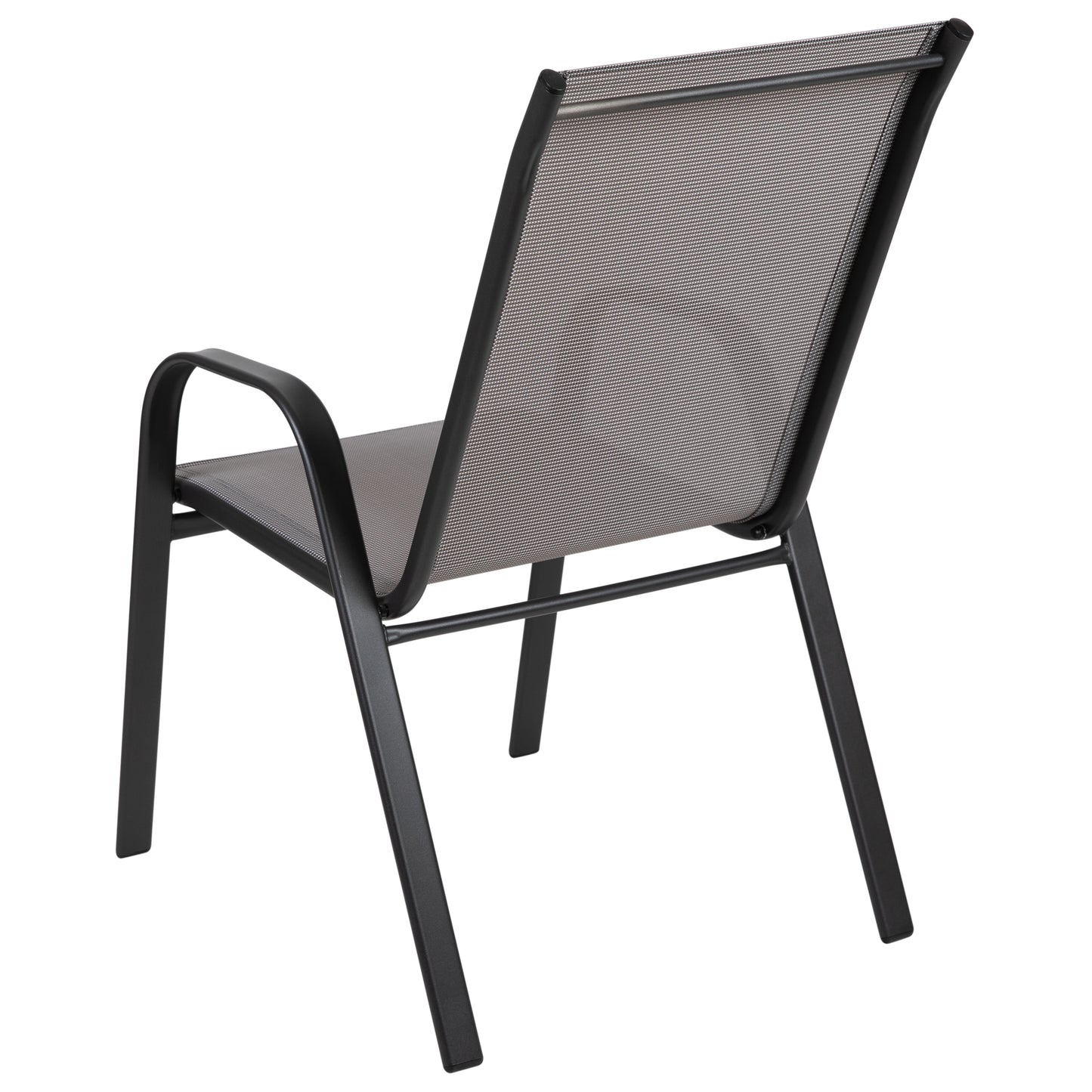 4 Pack Brazos Series Gray Outdoor Stack Chair with Flex Comfort Material and Metal Frame Gray