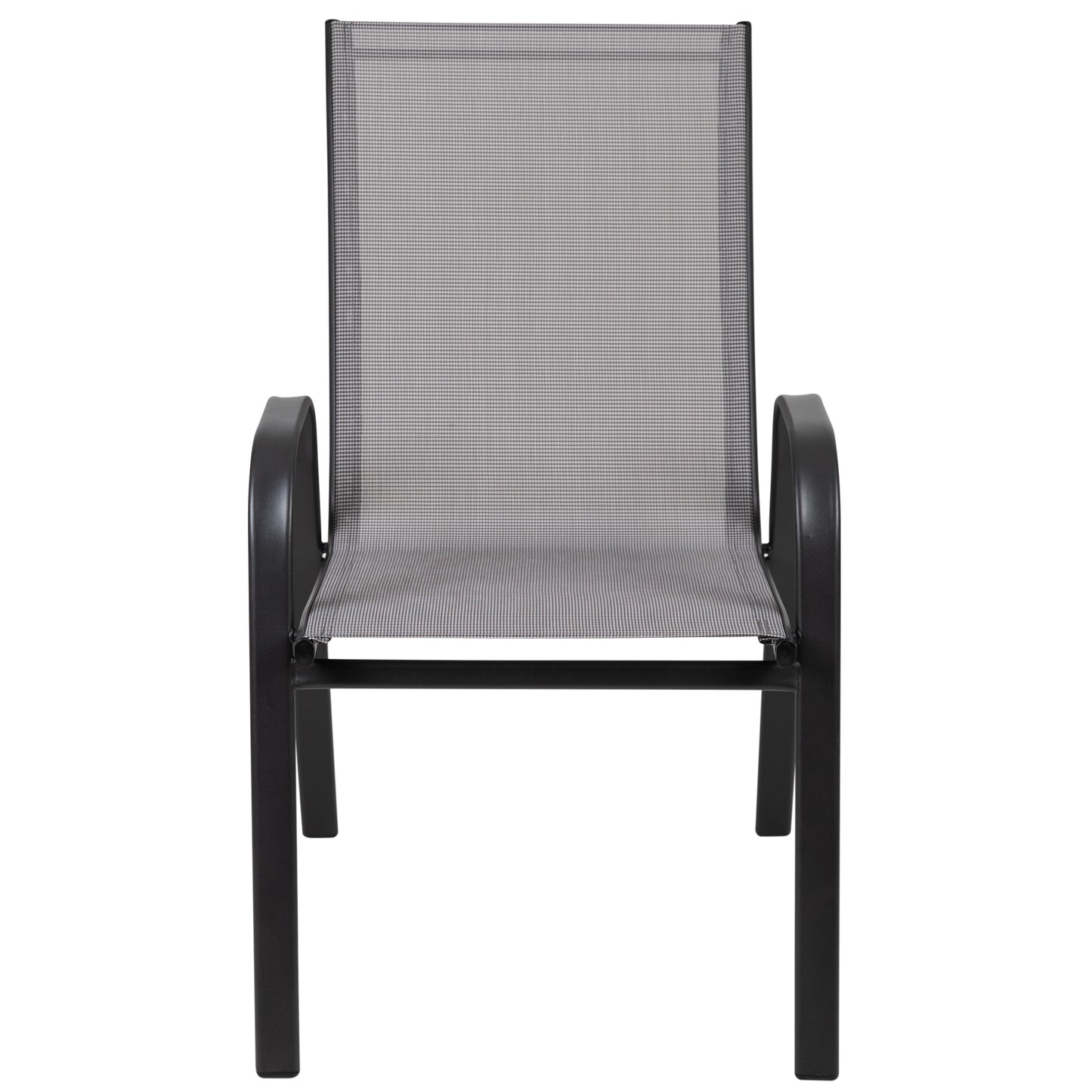 4 Pack Brazos Series Gray Outdoor Stack Chair with Flex Comfort Material and Metal Frame Gray