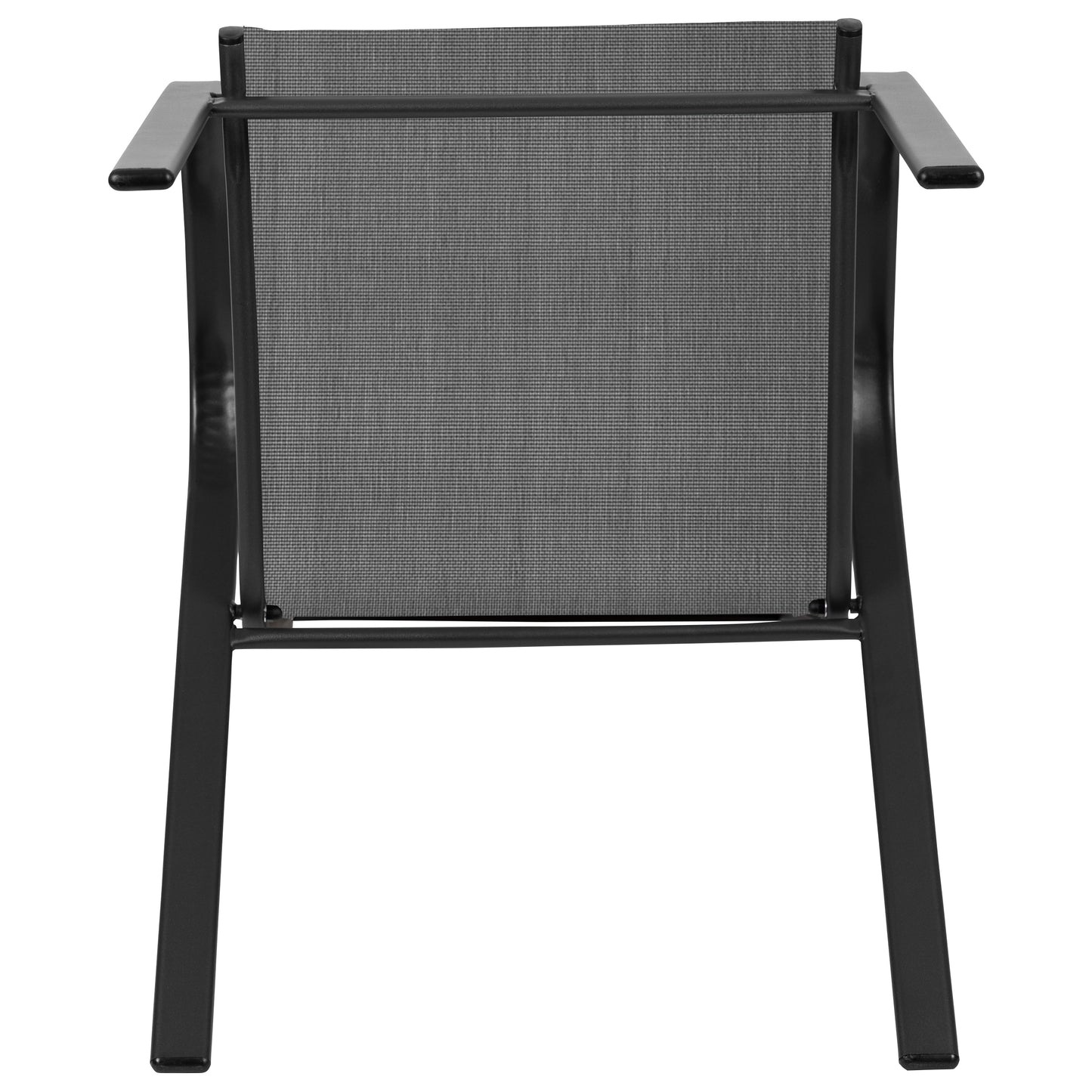 4 Pack Brazos Series Black Outdoor Stack Chair with Flex Comfort Material and Metal Frame Black