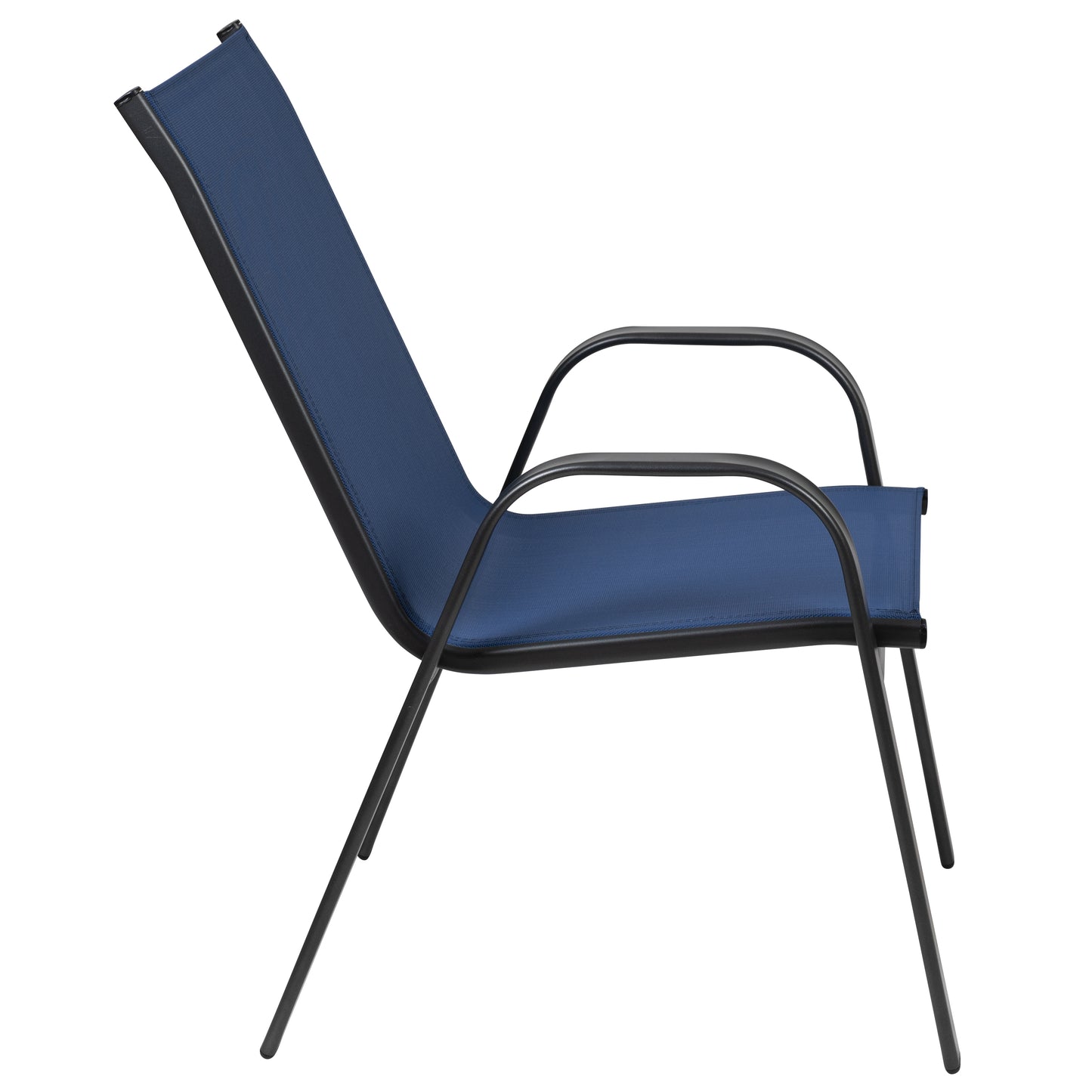 4 Pack Brazos Series Navy Outdoor Stack Chair with Flex Comfort Material and Metal Frame Navy