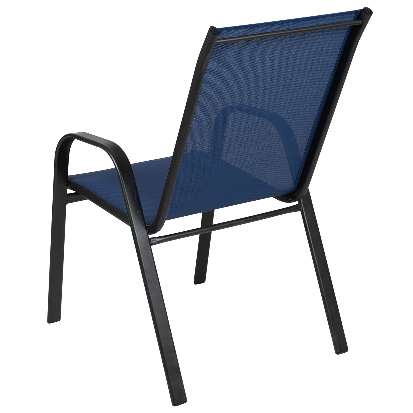 4 Pack Brazos Series Navy Outdoor Stack Chair with Flex Comfort Material and Metal Frame Navy