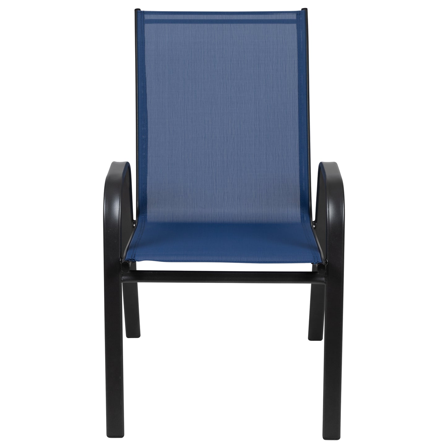 4 Pack Brazos Series Navy Outdoor Stack Chair with Flex Comfort Material and Metal Frame Navy