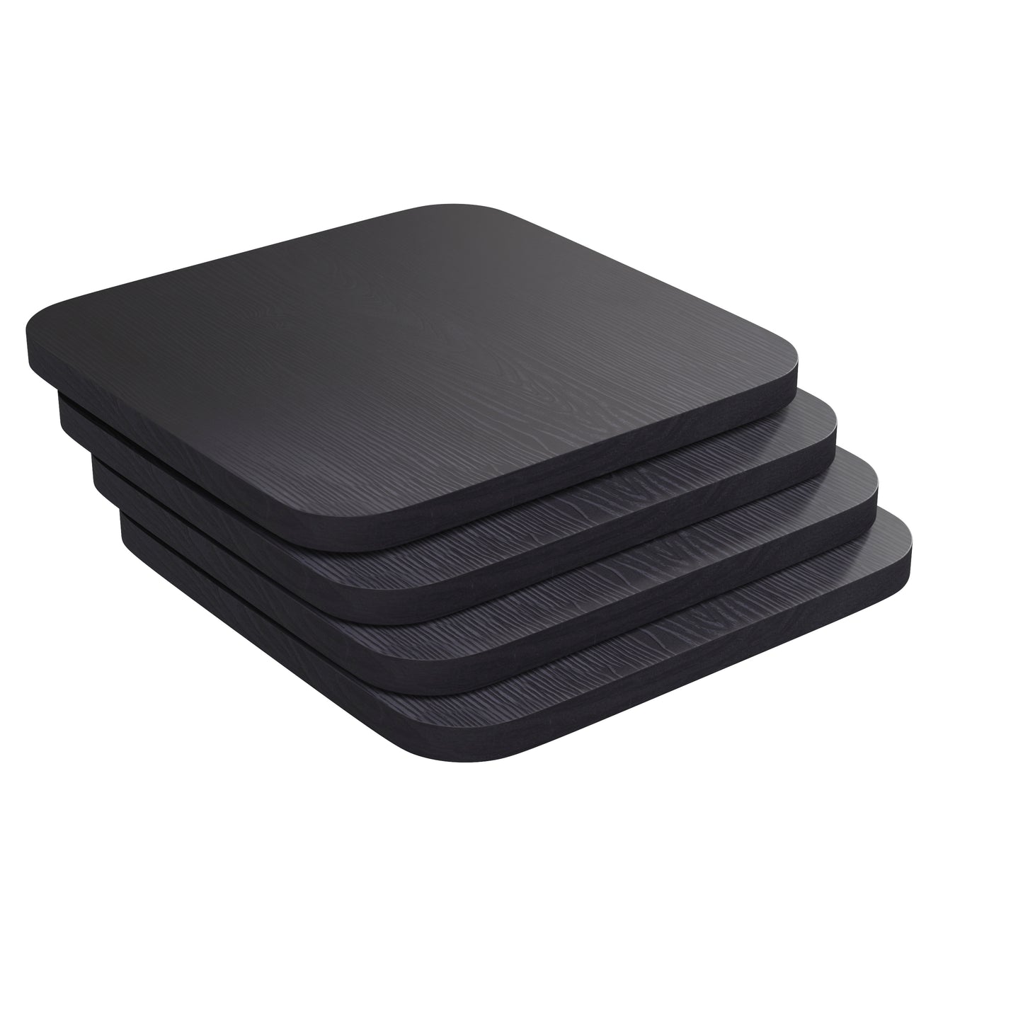 Perry Poly Resin Wood Square Seat with Rounded Edges for Colorful Metal Barstools in Black Black