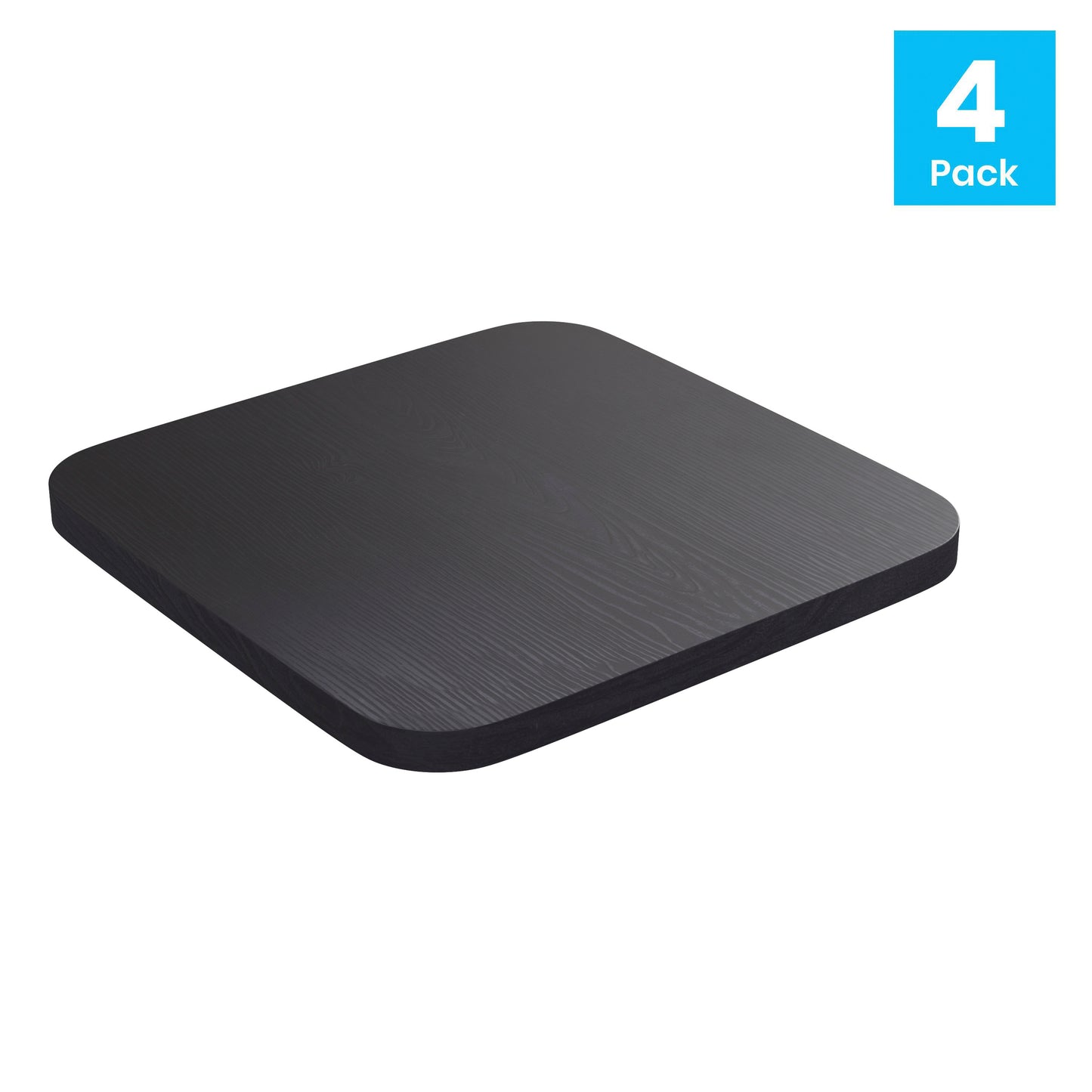 Perry Poly Resin Wood Square Seat with Rounded Edges for Colorful Metal Barstools in Black Black
