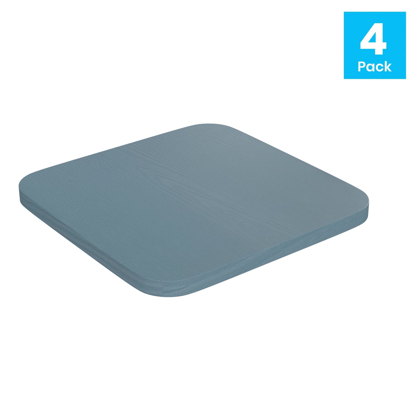 Perry Poly Resin Wood Square Seat with Rounded Edges for Colorful Metal Barstools in Teal-Blue Teal-Blue