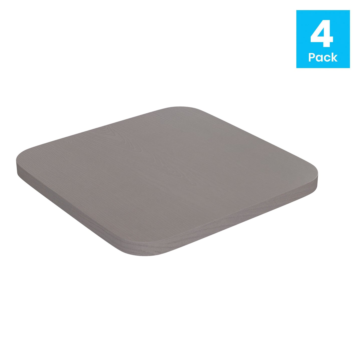 Perry Poly Resin Wood Square Seat with Rounded Edges for Colorful Metal Barstools in Gray Gray