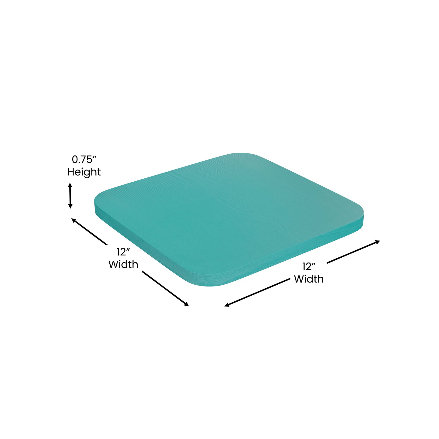 Perry Poly Resin Wood Square Seat with Rounded Edges for Colorful Metal Barstools in Mint Mint