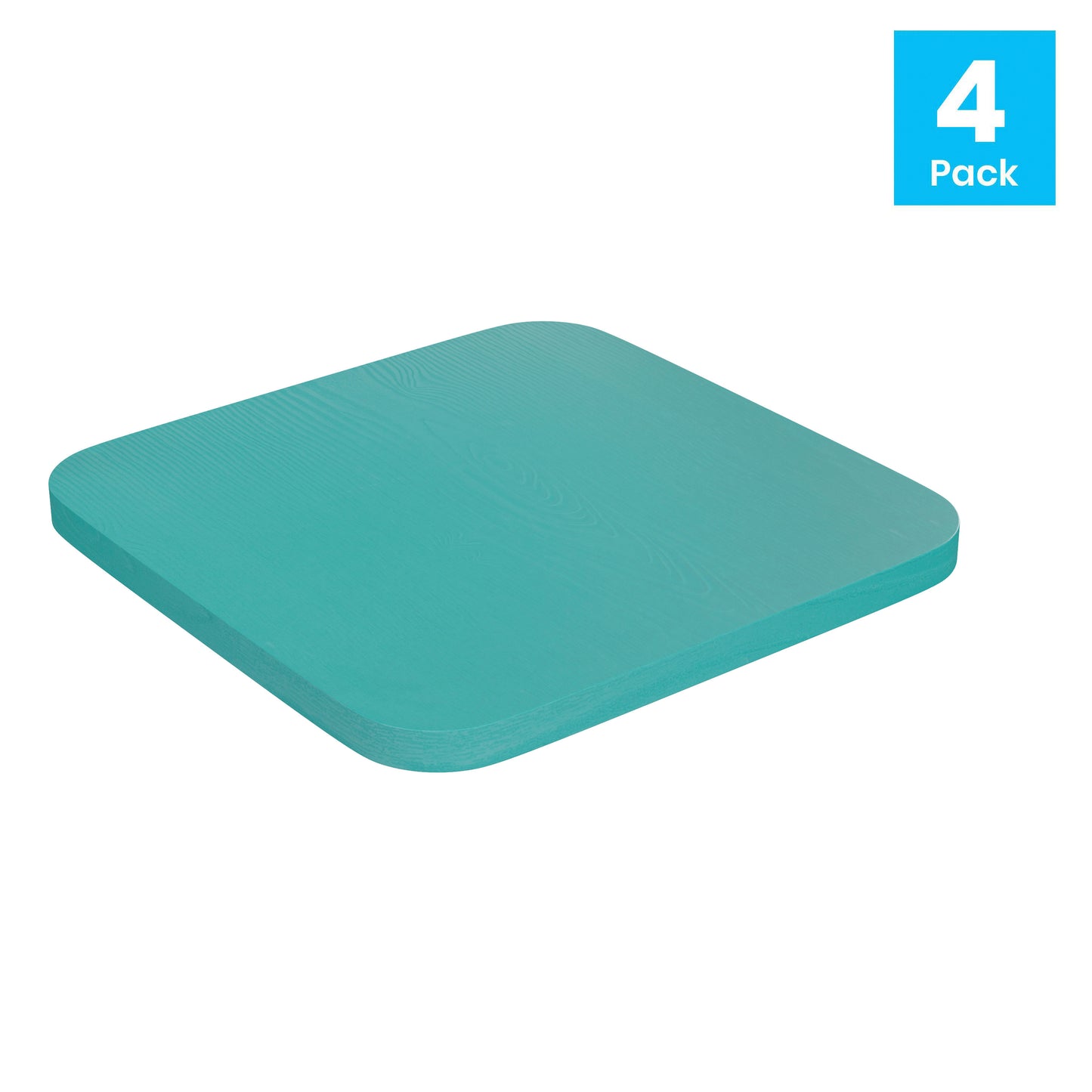 Perry Poly Resin Wood Square Seat with Rounded Edges for Colorful Metal Barstools in Mint Mint