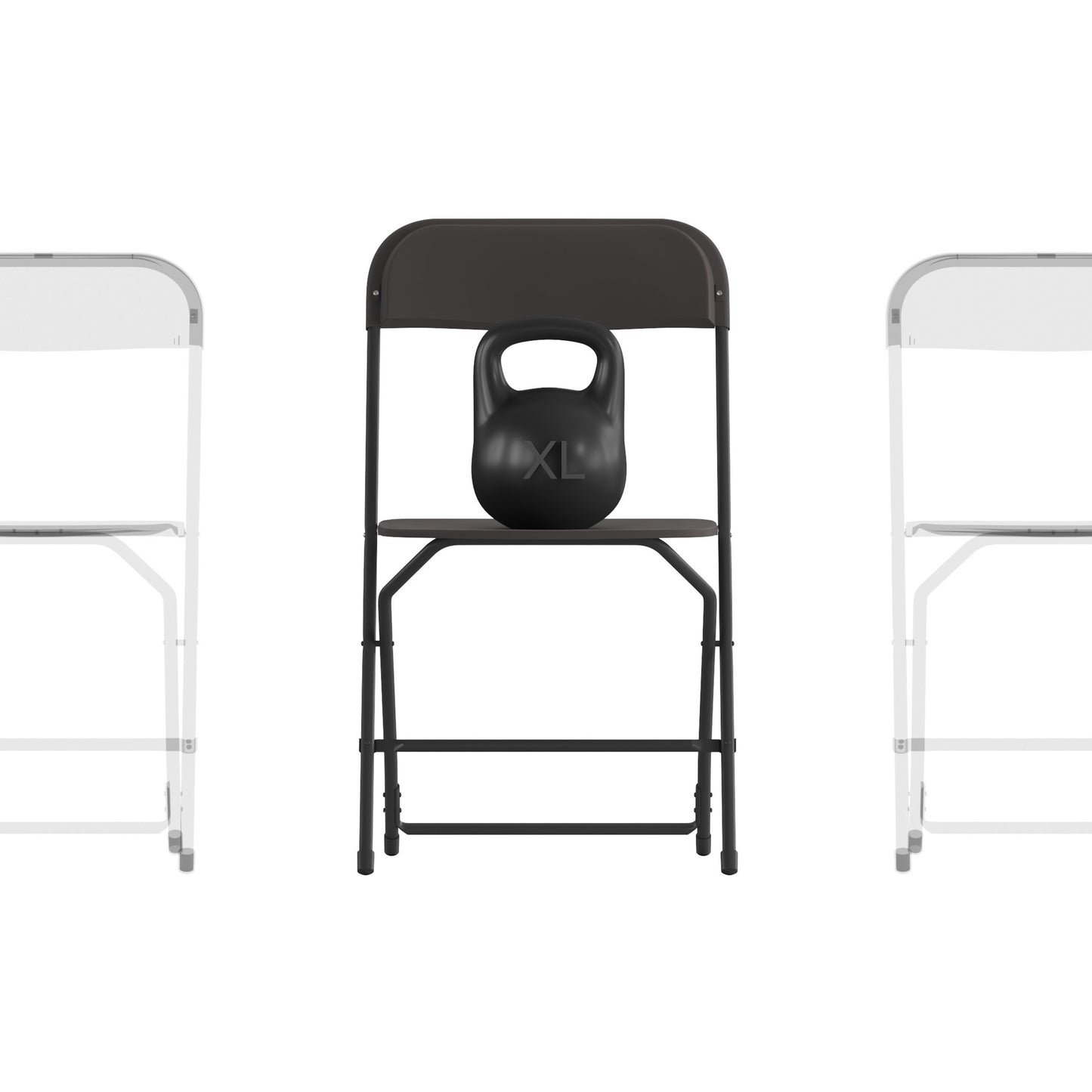Hercules Big and Tall Commercial Folding Chair - Extra Wide 650LB. Capacity - Durable Plastic - Black, 4-Pack Black