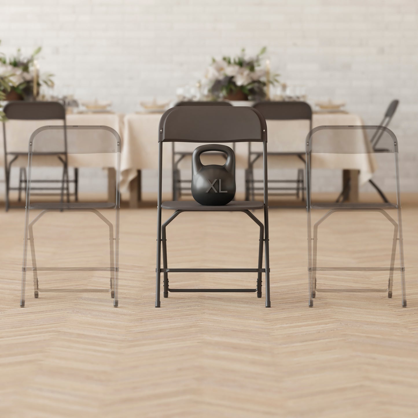 Hercules Big and Tall Commercial Folding Chair - Extra Wide 650LB. Capacity - Durable Plastic - Black, 4-Pack Black