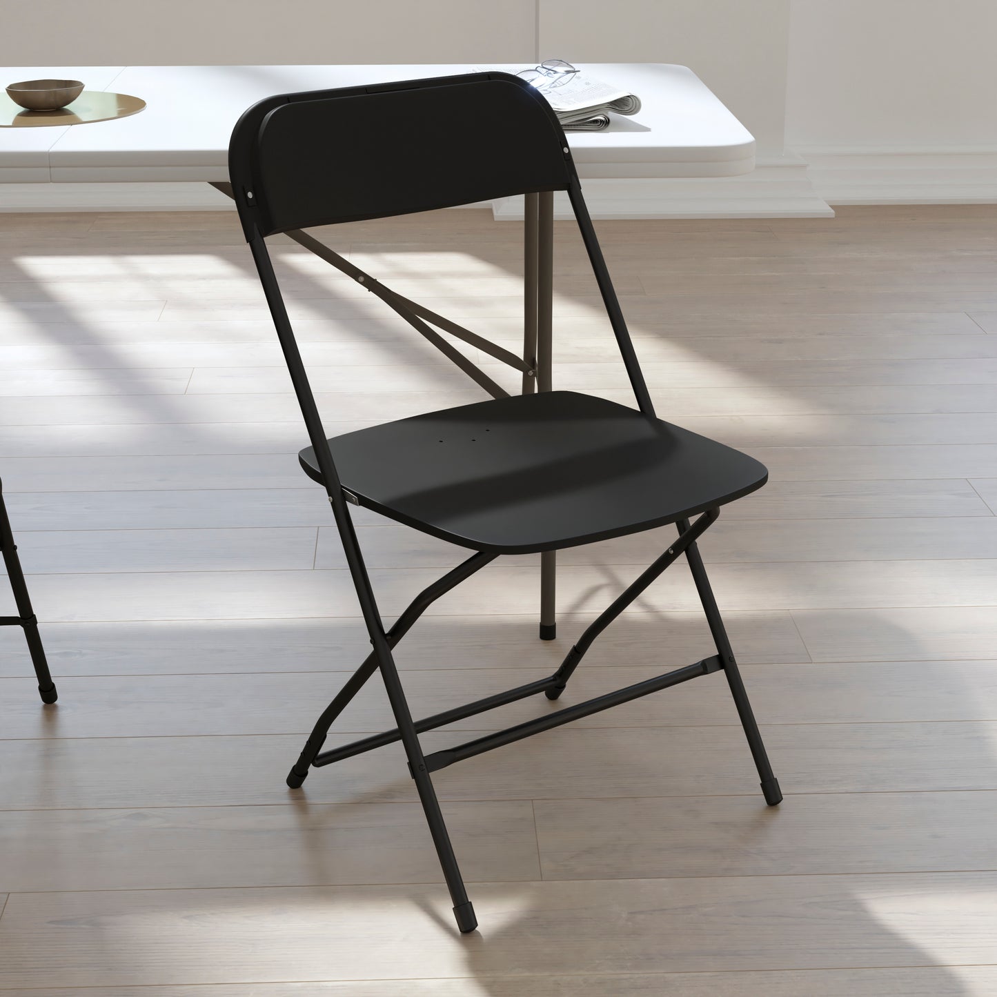 Hercules Big and Tall Commercial Folding Chair - Extra Wide 650LB. Capacity - Durable Plastic - Black, 4-Pack Black