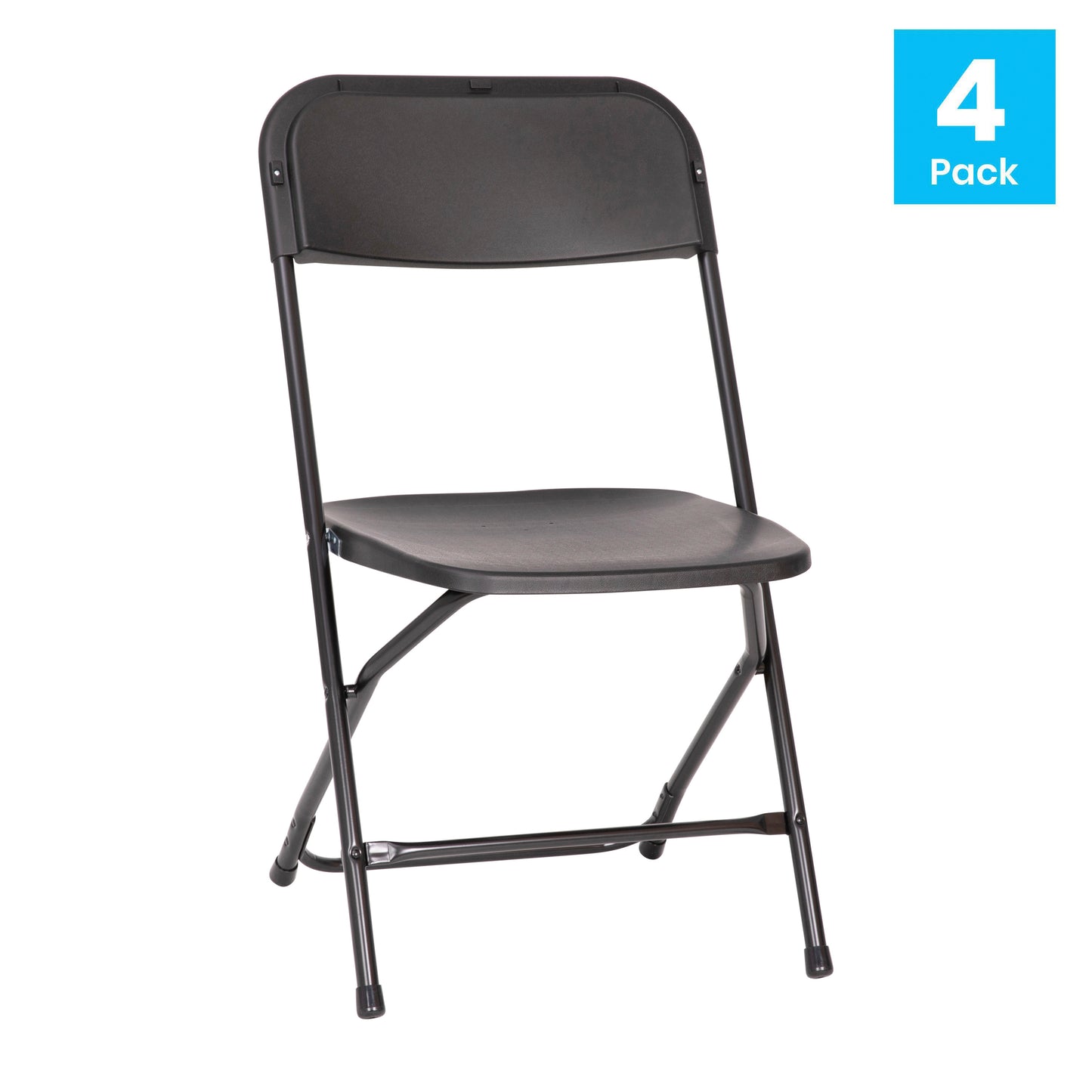 Hercules Big and Tall Commercial Folding Chair - Extra Wide 650LB. Capacity - Durable Plastic - Black, 4-Pack Black