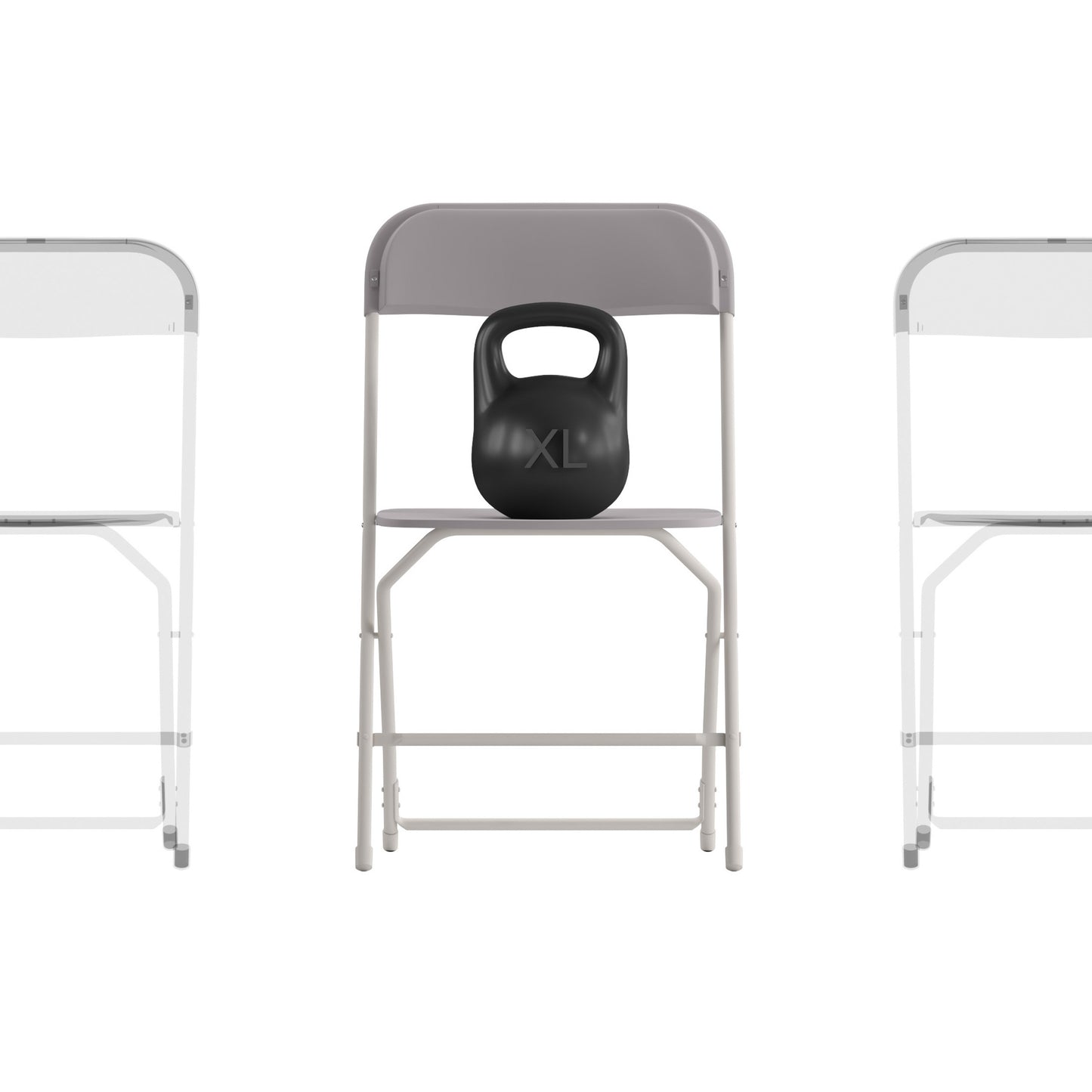 Hercules Big and Tall Commercial Folding Chair - Extra Wide 650LB. Capacity - Durable Plastic - Gray, 4-Pack Gray