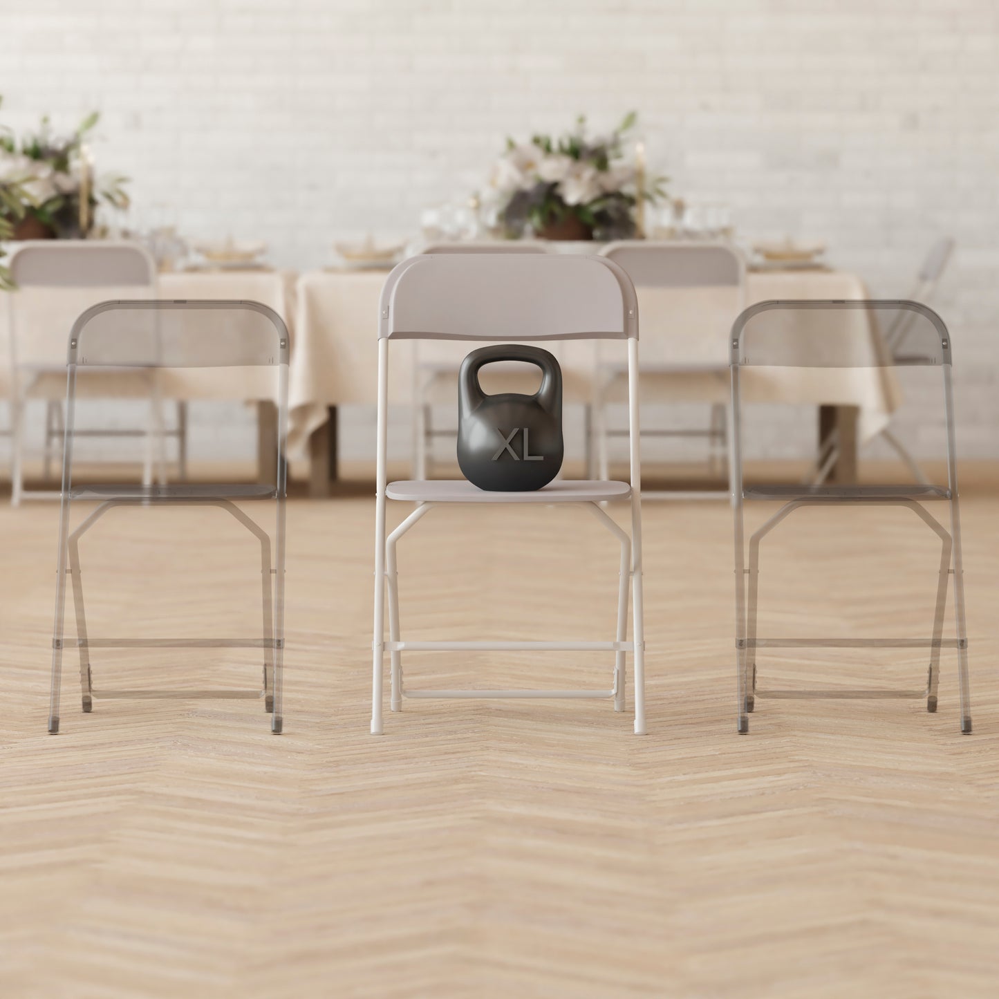 Hercules Big and Tall Commercial Folding Chair - Extra Wide 650LB. Capacity - Durable Plastic - Gray, 4-Pack Gray