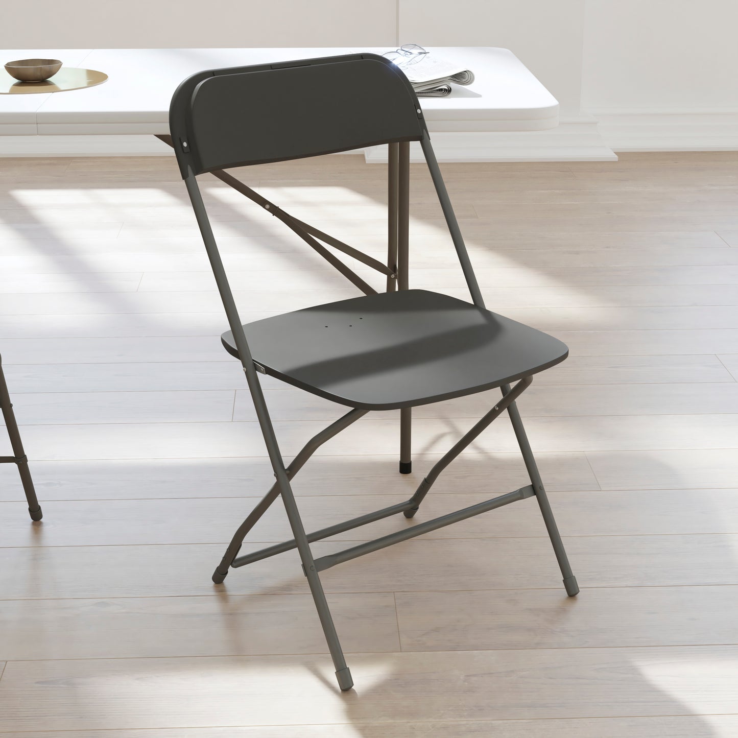 Hercules Big and Tall Commercial Folding Chair - Extra Wide 650LB. Capacity - Durable Plastic - Gray, 4-Pack Gray