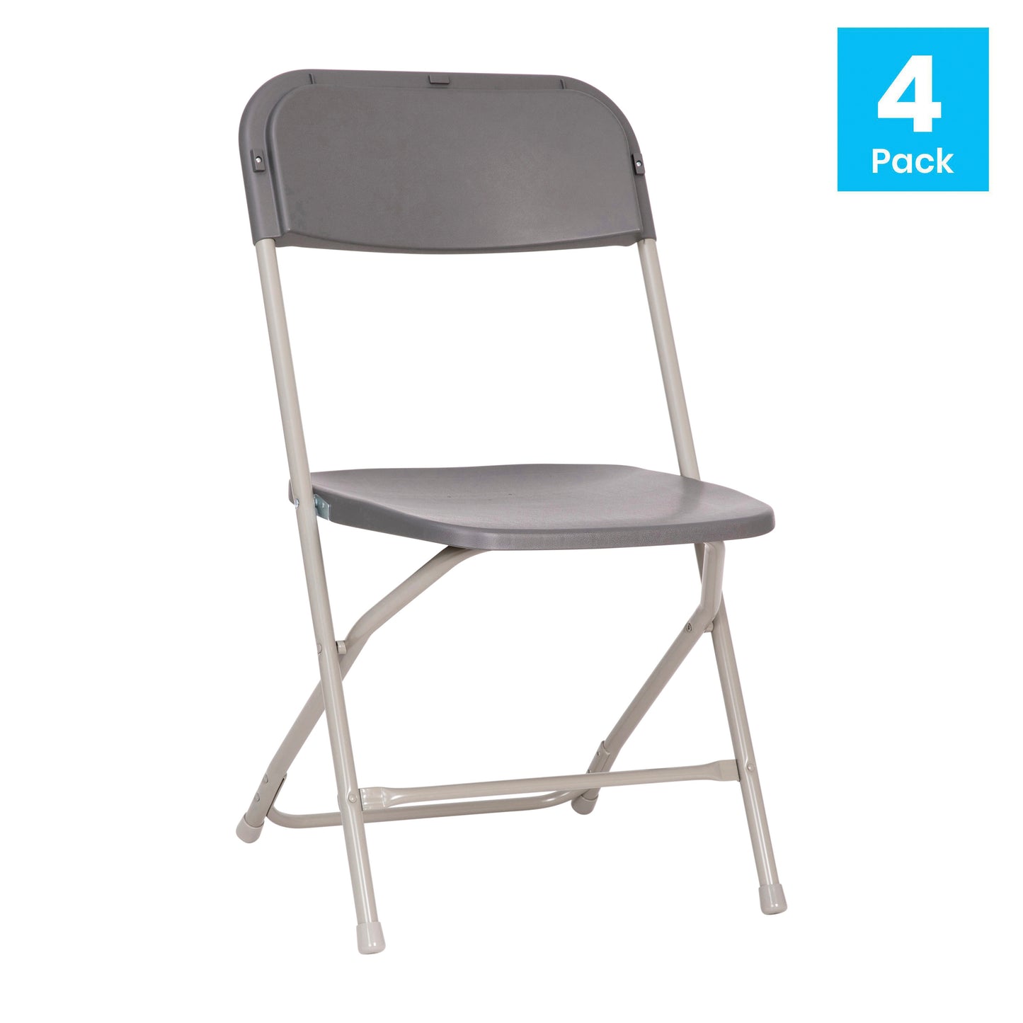 Hercules Big and Tall Commercial Folding Chair - Extra Wide 650LB. Capacity - Durable Plastic - Gray, 4-Pack Gray
