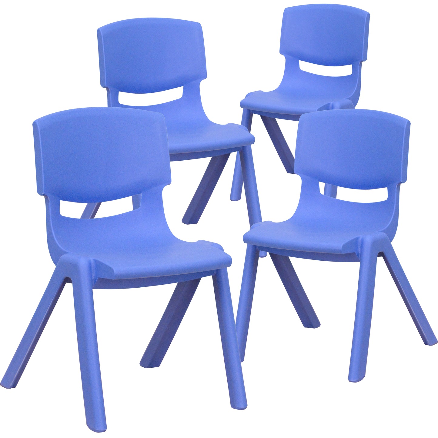 Whitney 4 Pack Blue Plastic Stackable School Chair with 12'' Seat Height Blue