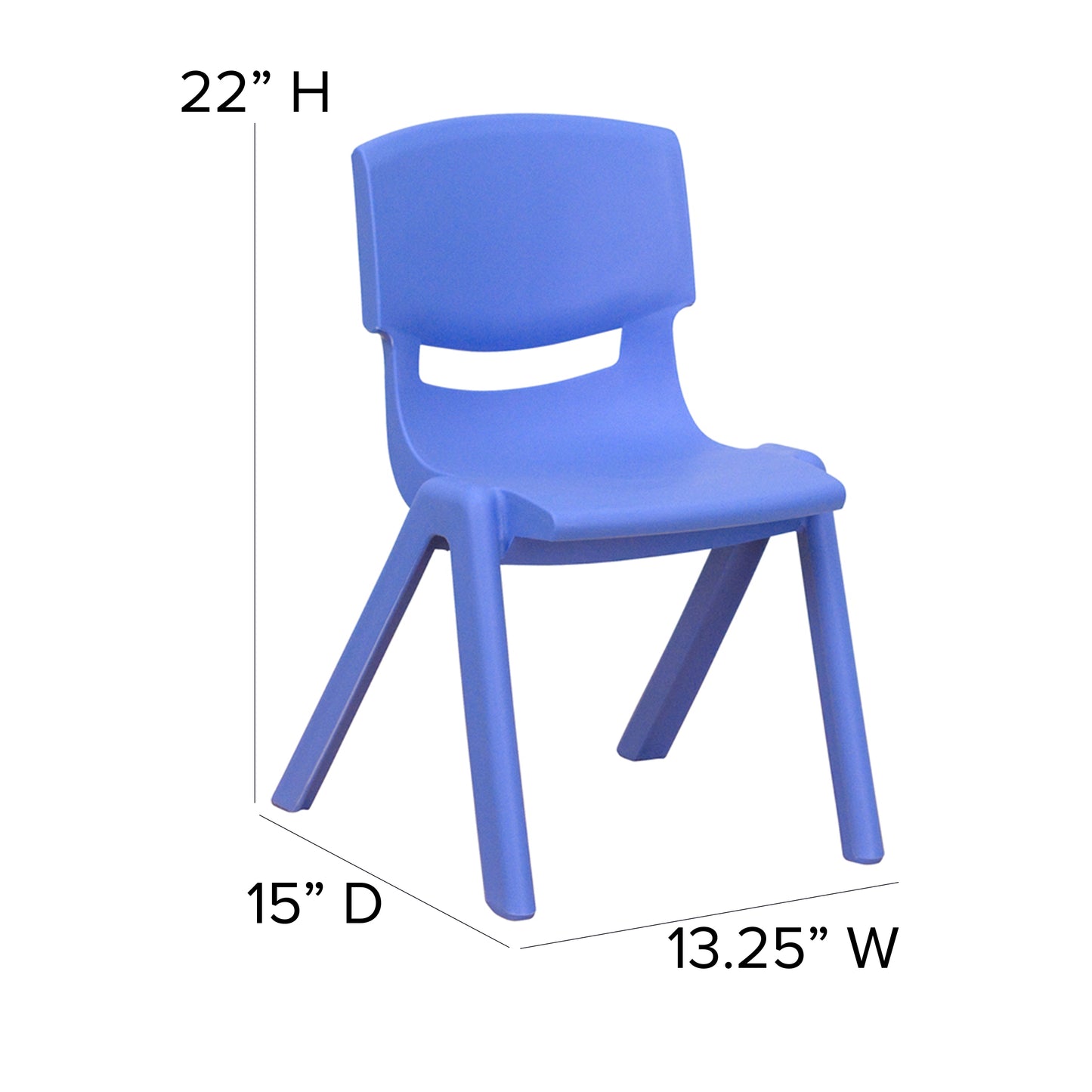 Whitney 4 Pack Blue Plastic Stackable School Chair with 12'' Seat Height Blue