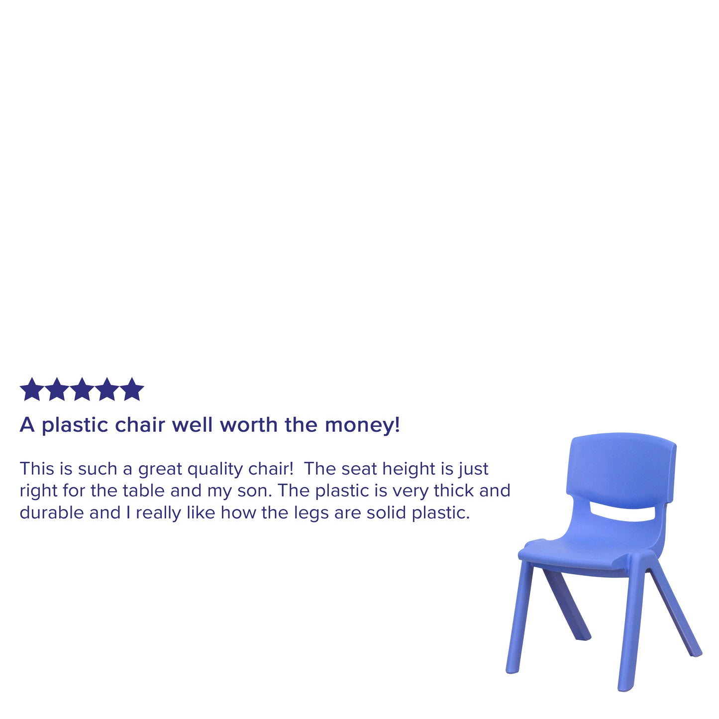 Whitney 4 Pack Blue Plastic Stackable School Chair with 12'' Seat Height Blue