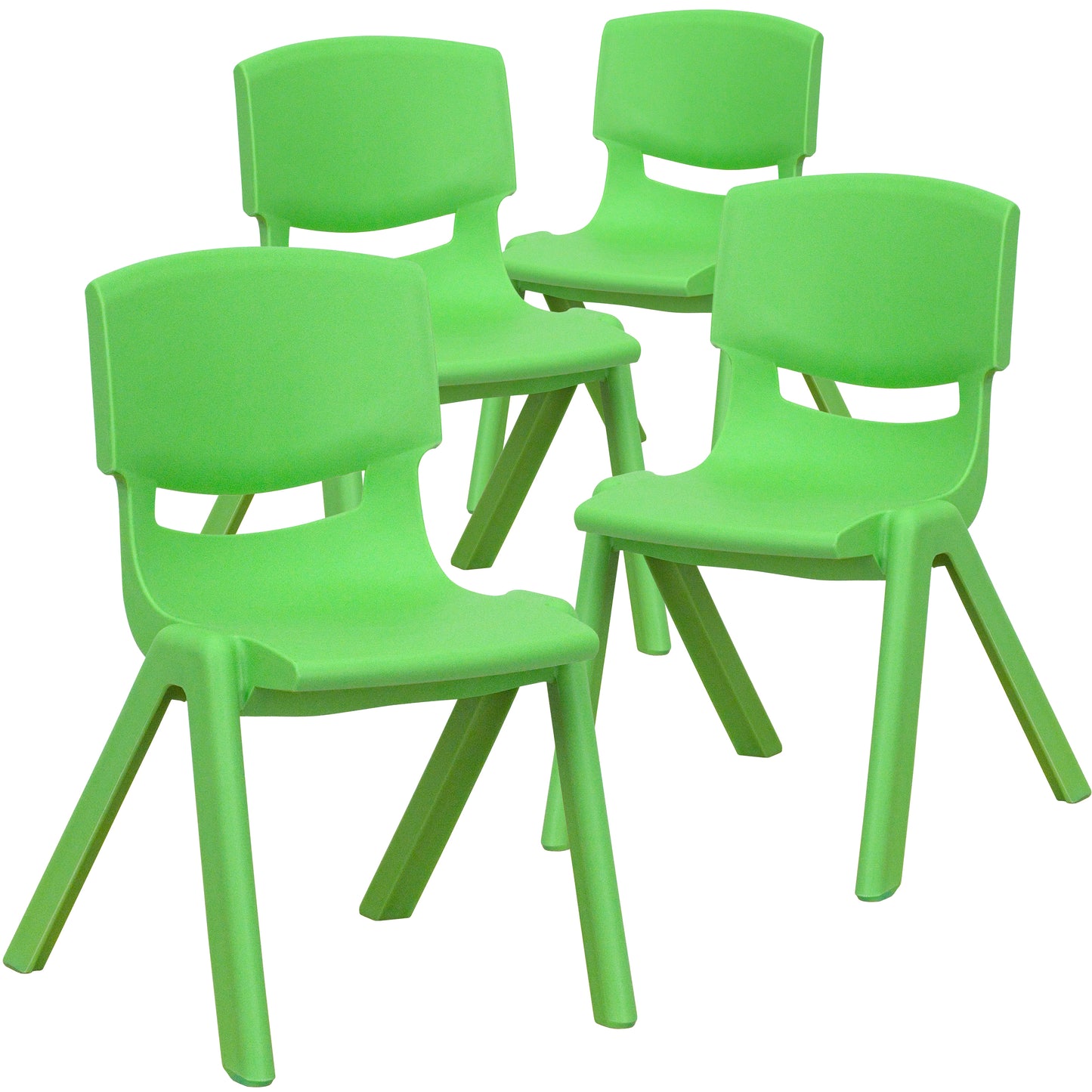 Whitney 4 Pack Green Plastic Stackable School Chair with 12'' Seat Height Green