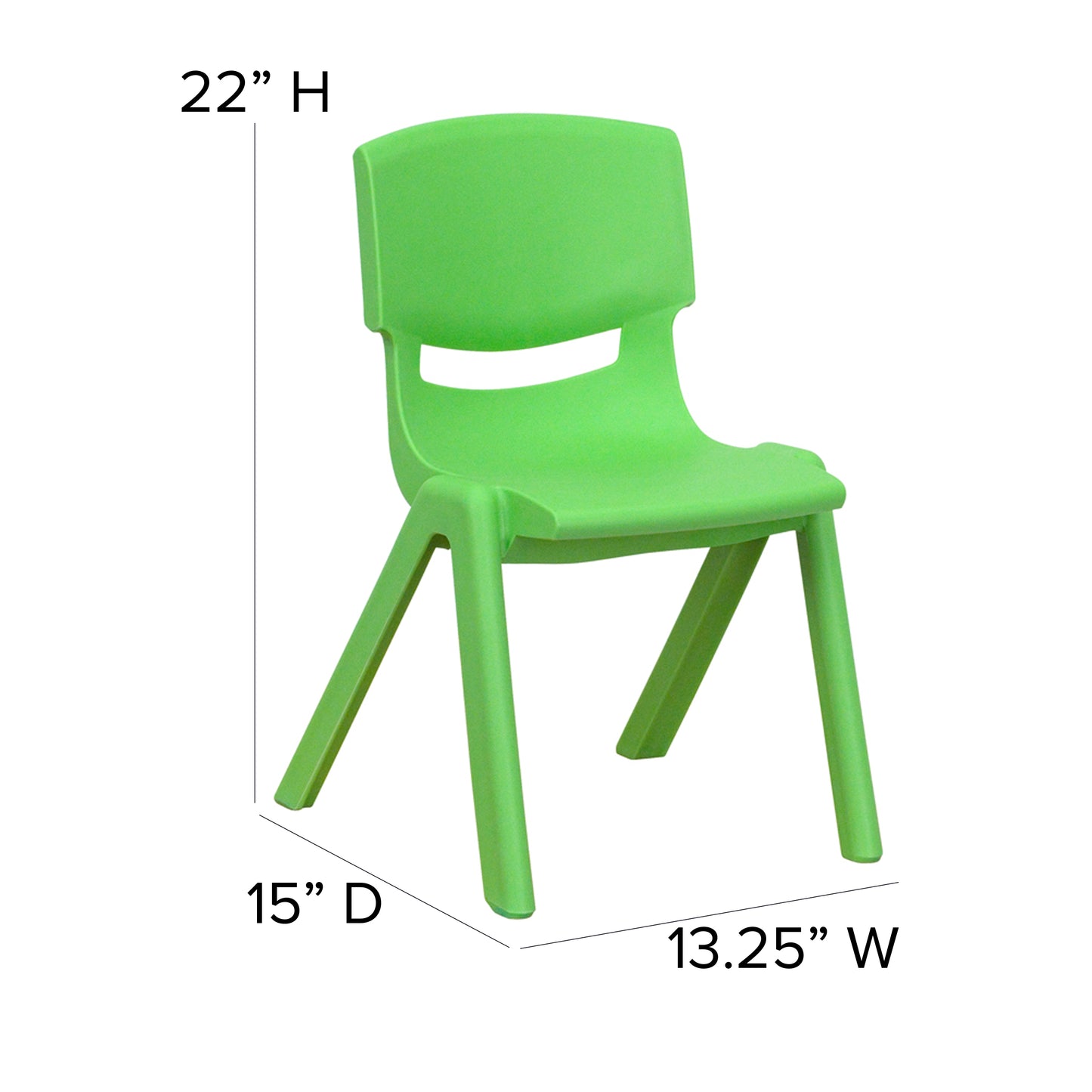 Whitney 4 Pack Green Plastic Stackable School Chair with 12'' Seat Height Green