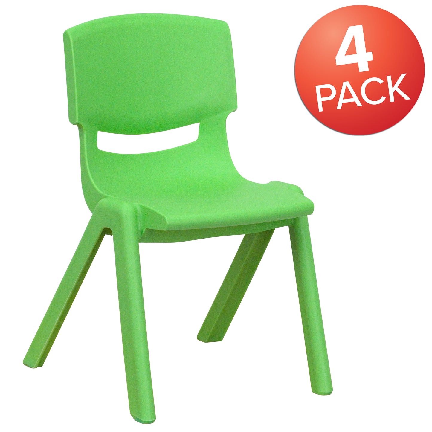 Whitney 4 Pack Green Plastic Stackable School Chair with 12'' Seat Height Green