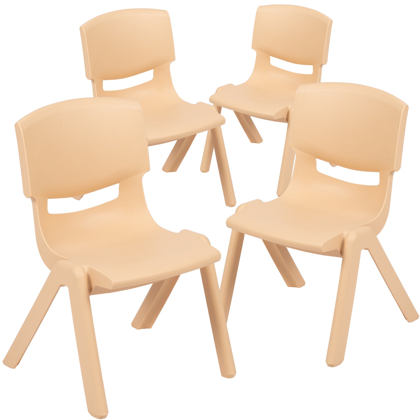 Whitney 4 Pack Natural Plastic Stackable School Chair with 12'' Seat Height Natural