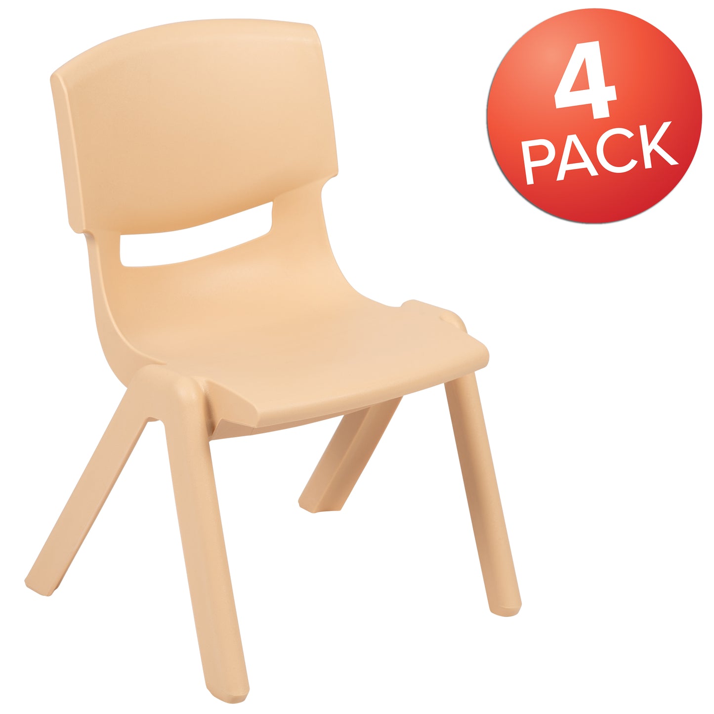 Whitney 4 Pack Natural Plastic Stackable School Chair with 12'' Seat Height Natural