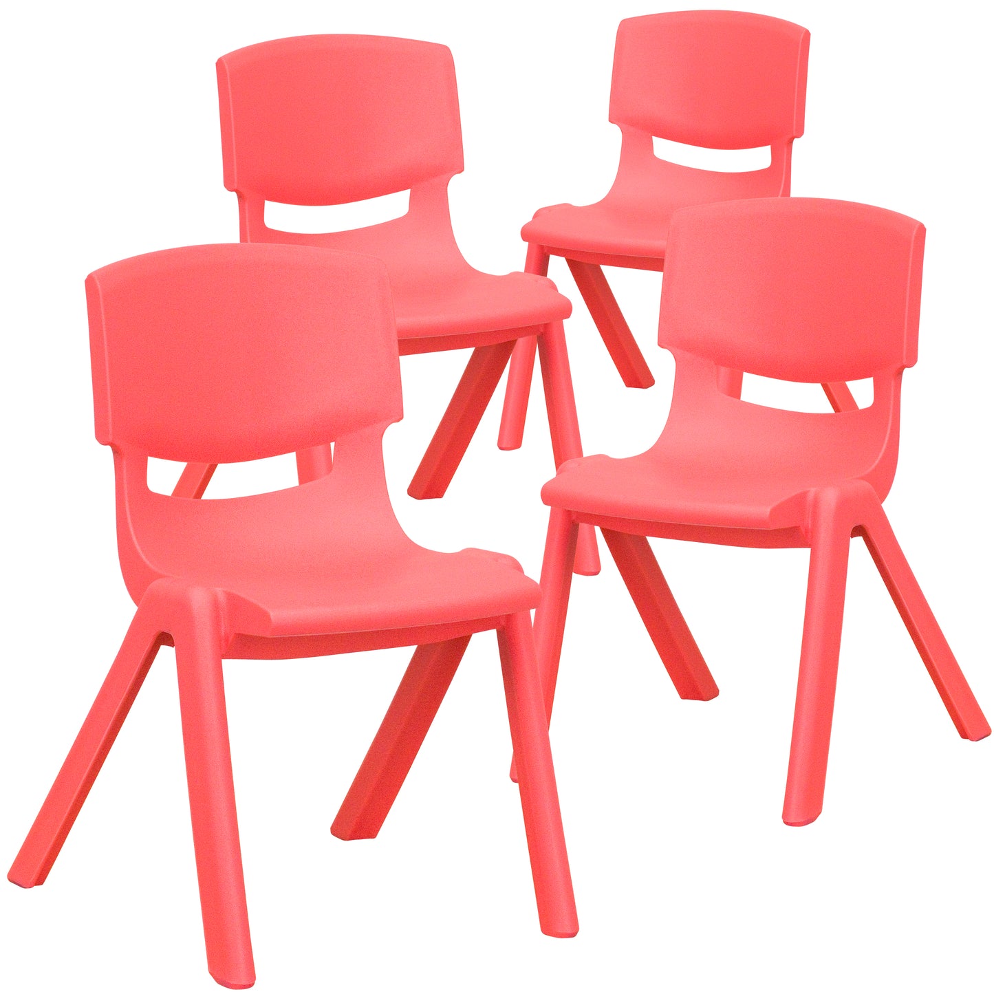 Whitney 4 Pack Red Plastic Stackable School Chair with 12'' Seat Height Red