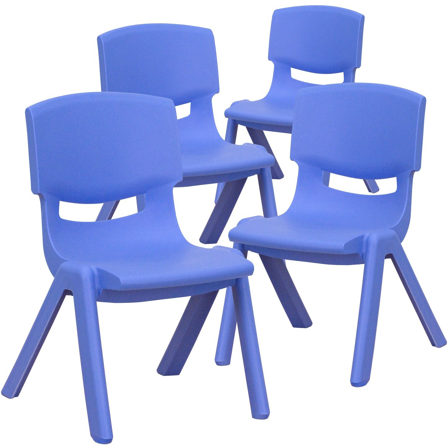 Whitney 4 Pack Blue Plastic Stackable School Chair with 10.5'' Seat Height Blue