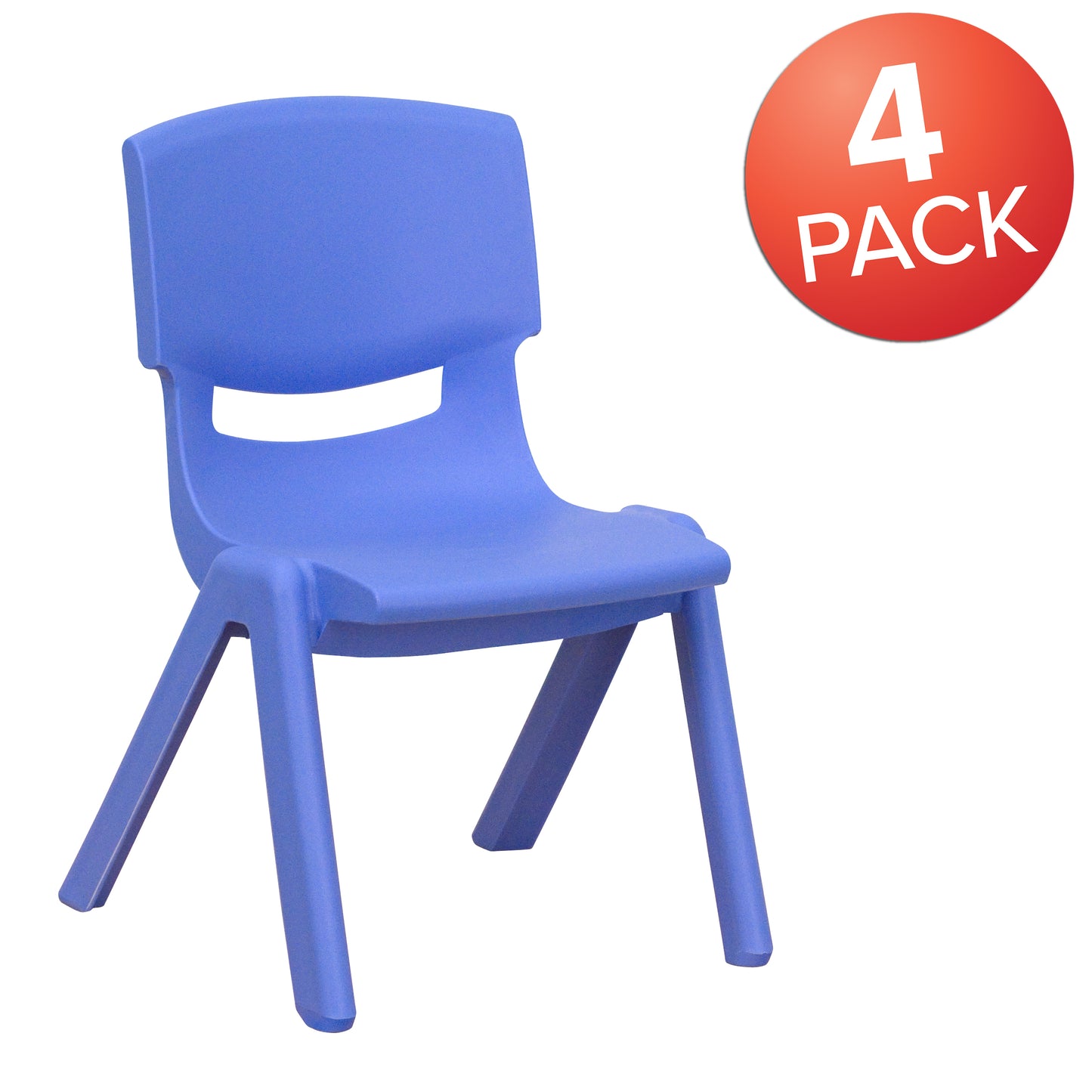 Whitney 4 Pack Blue Plastic Stackable School Chair with 10.5'' Seat Height Blue