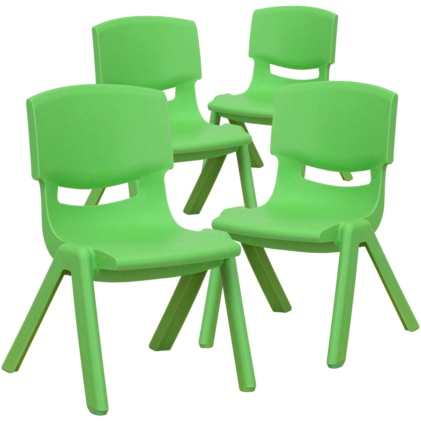 Whitney 4 Pack Green Plastic Stackable School Chair with 10.5'' Seat Height Green