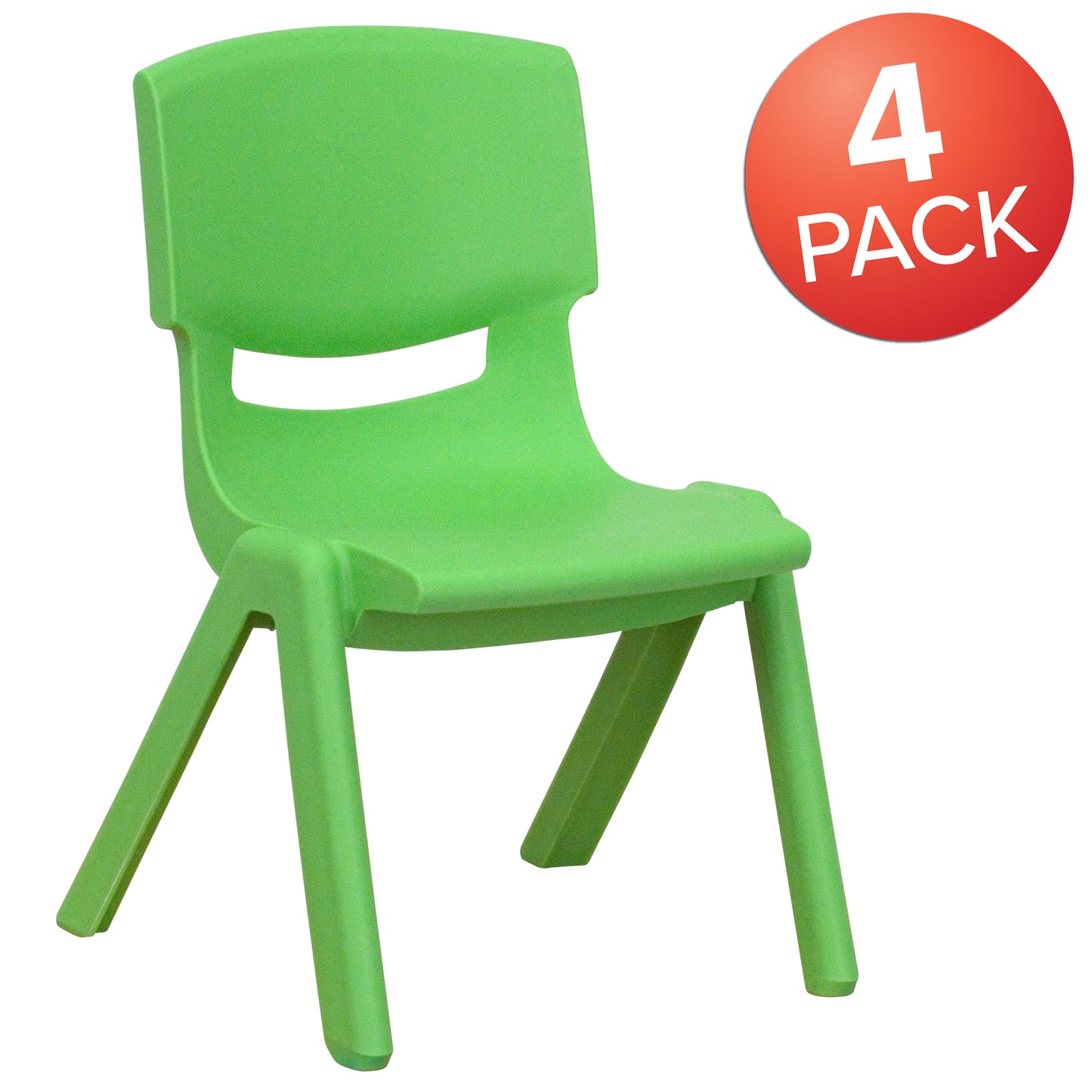Whitney 4 Pack Green Plastic Stackable School Chair with 10.5'' Seat Height Green