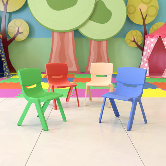 Whitney 4 Pack Plastic Stackable School Chairs with 10.5" Seat Height, Assorted Colors Assorted 4-YU-YCX4-003-MULTI-GG
