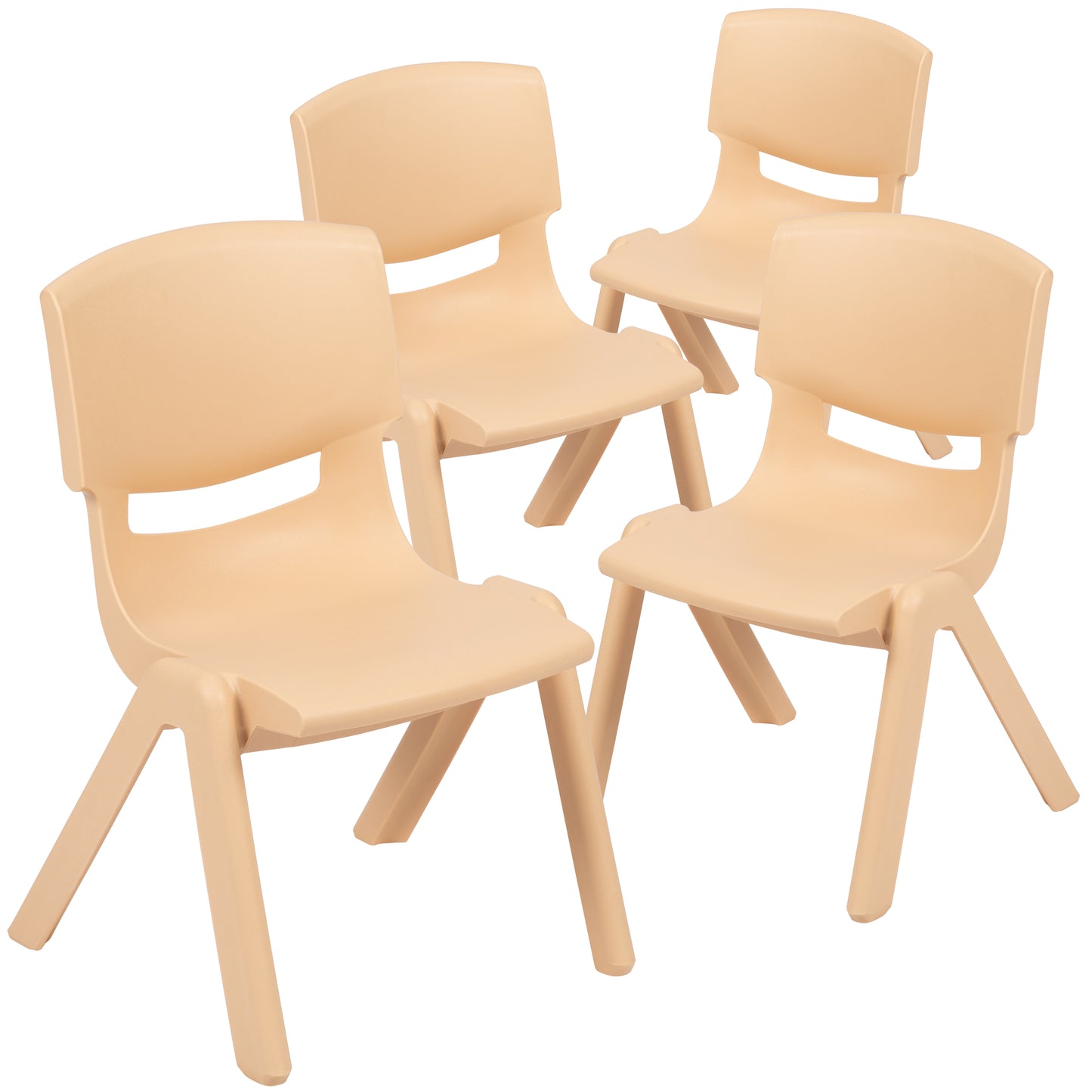 Whitney 4 Pack Natural Plastic Stackable School Chair with 10.5" Seat Height Natural