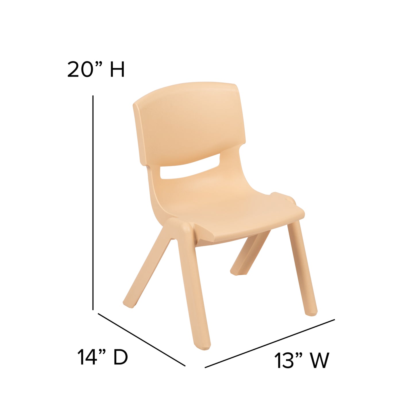 Whitney 4 Pack Natural Plastic Stackable School Chair with 10.5" Seat Height Natural