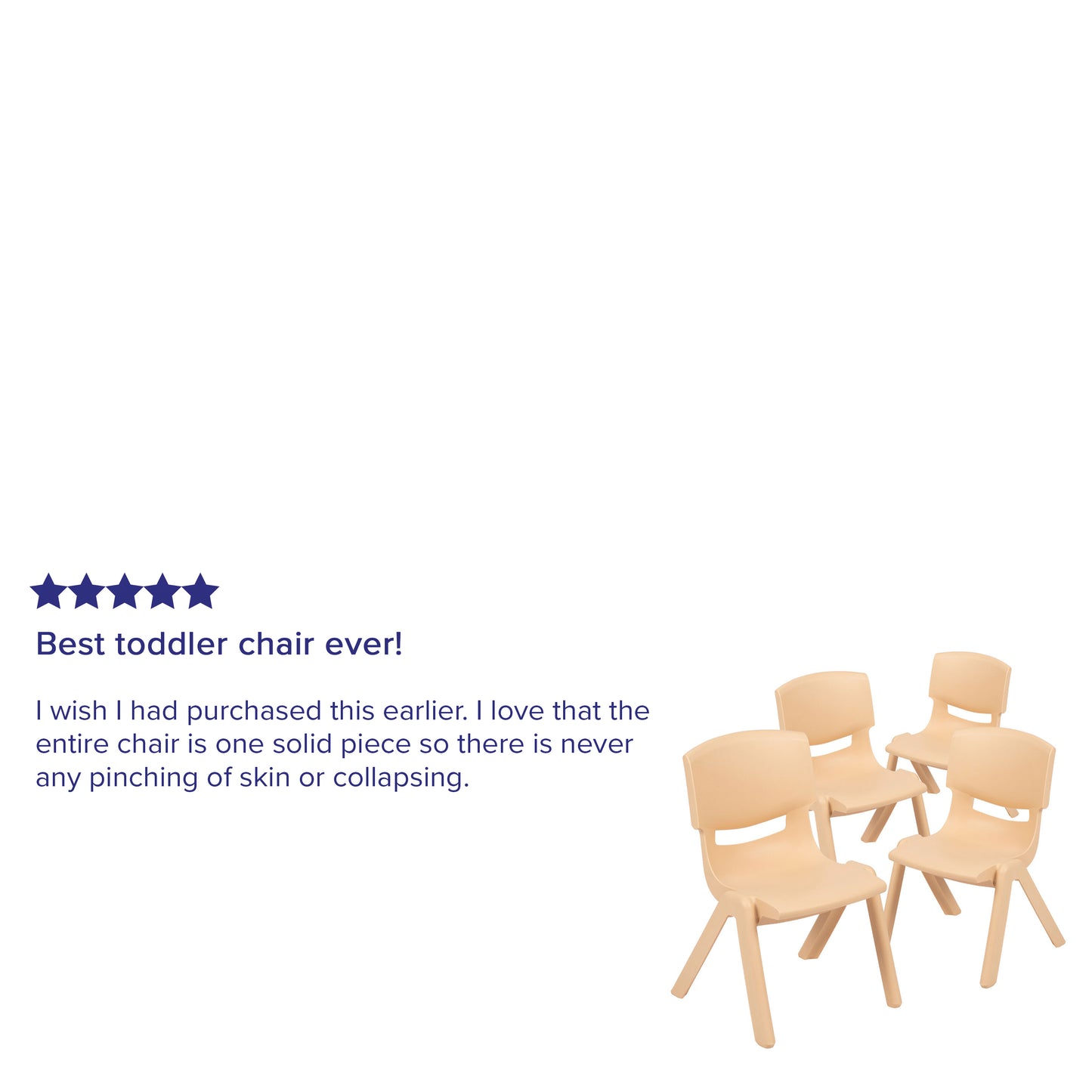 Whitney 4 Pack Natural Plastic Stackable School Chair with 10.5" Seat Height Natural